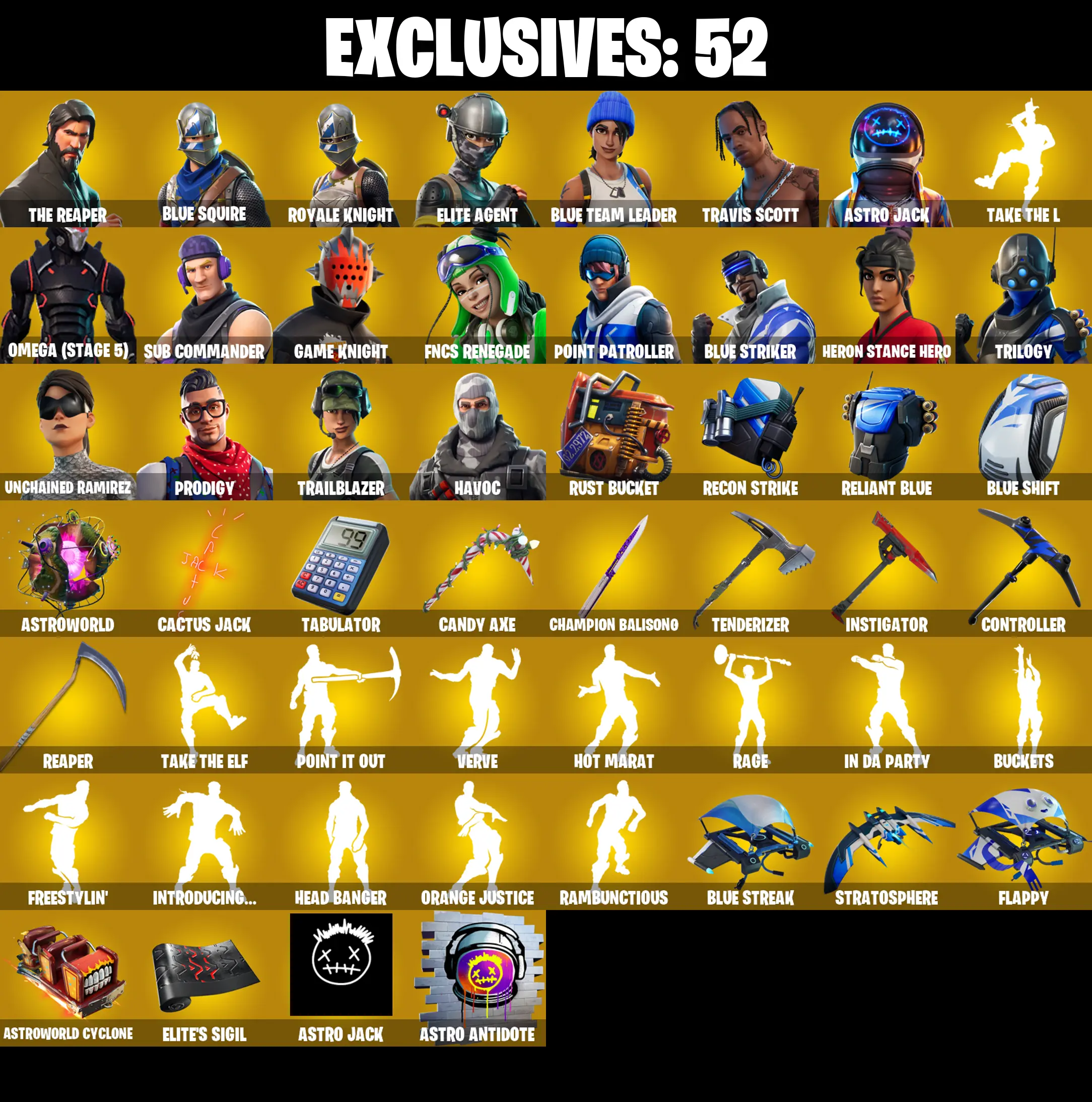 286 SKINS ✨ Travis Scott ✨ The Reaper ✨ Blue Squire ✨ Royale Knight ✨ Elite Agent ✨ Blue Team Leader ✨ Astro Jack ✨ 800 VB (PC/XBOX) — image 1