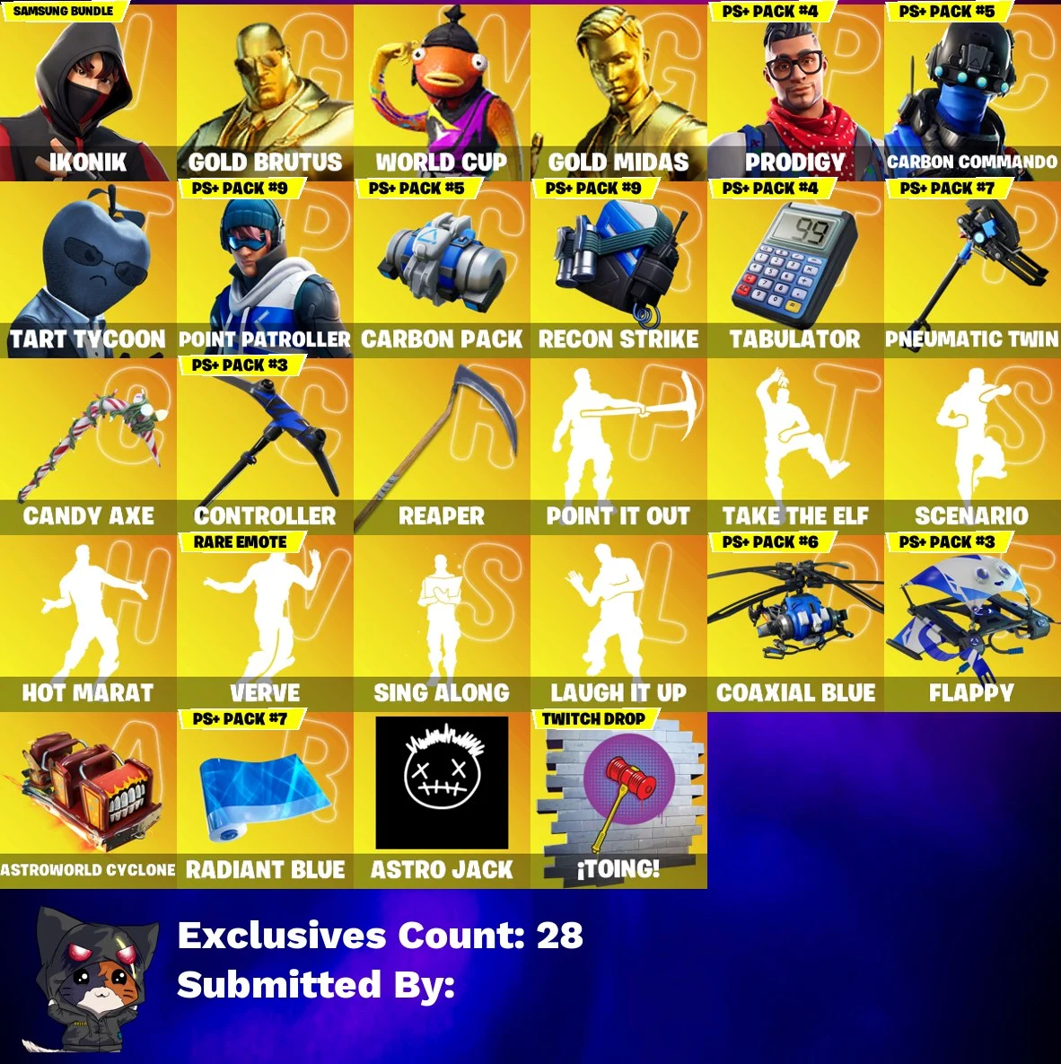 💥🌟 LEGENDARY ACCOUNT 🌟💥 182 SKINS 💎 IKONIK 💎 Scenario 💎 Gold Brutus 💎 WORLD CUP 💎 Gold Midas 💎 Prodigy 💎 Carbon Commando 💎 Tart Tycoon 💎 Point Patroller 💎 Spider Knight 💎 Hybrid 💎 The Ice King 💎 Dire 💎 FULL ACCESS 💎