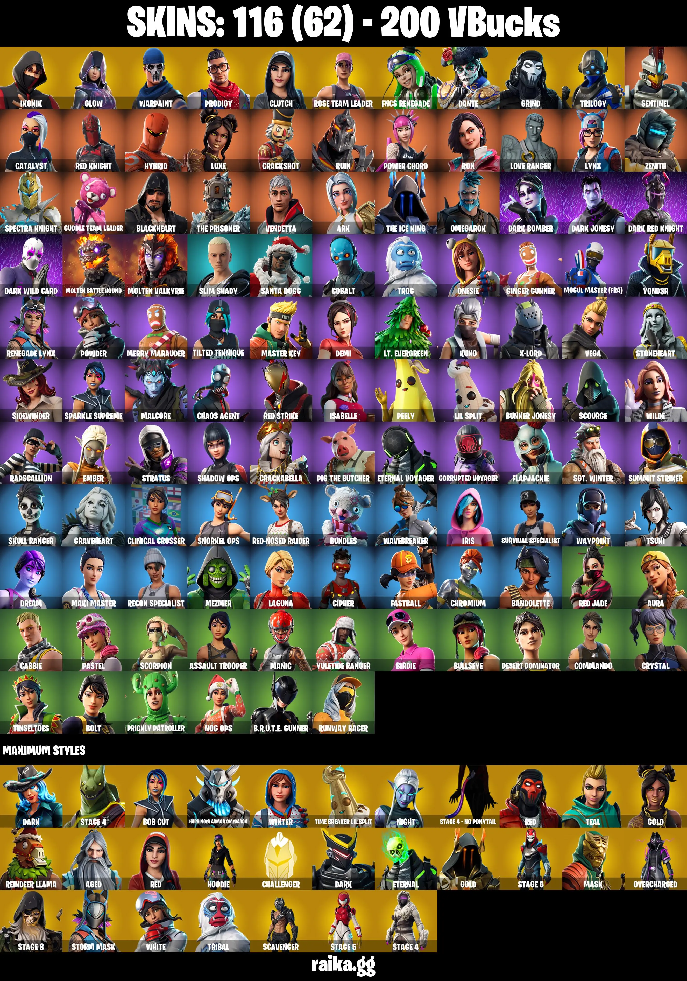 116 SKINS ✨ IKONIK ✨ Glow ✨ Prodigy ✨ Clutch ✨ FNCS Renegade ✨ Dante ✨ Grind ✨ Trilogy ✨ Sentinel ✨ Catalyst ✨ Red Knight ✨ 200 V-Bucks (PC/PSN/XBOX) — image 3
