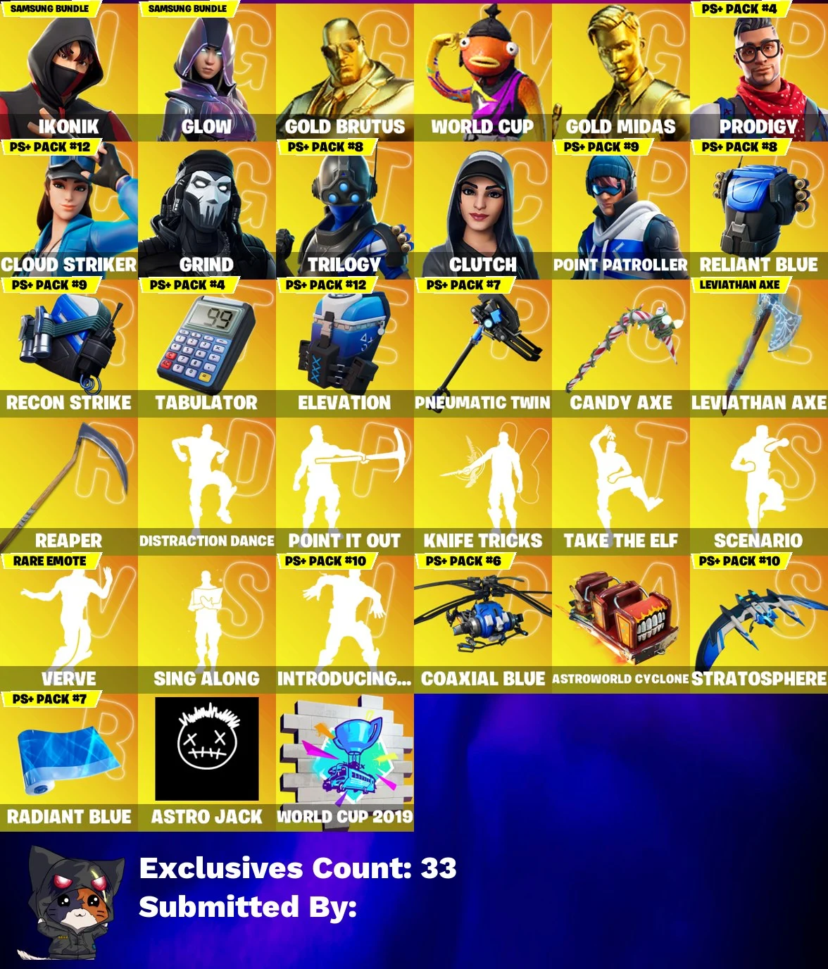 💥🌟 LEGENDARY ACCOUNT 🌟💥 201 SKINS 💎 IKONIK 💎 Leviathan Axe 💎 Scenario 💎 Glow 💎 Gold Brutus 💎 WORLD CUP 💎 Gold Midas 💎 Prodigy 💎 Cloud Striker 💎 Grind 💎 Trilogy 💎 Clutch 💎 Point Patroller 💎 Hybrid 💎 FULL ACCESS 💎