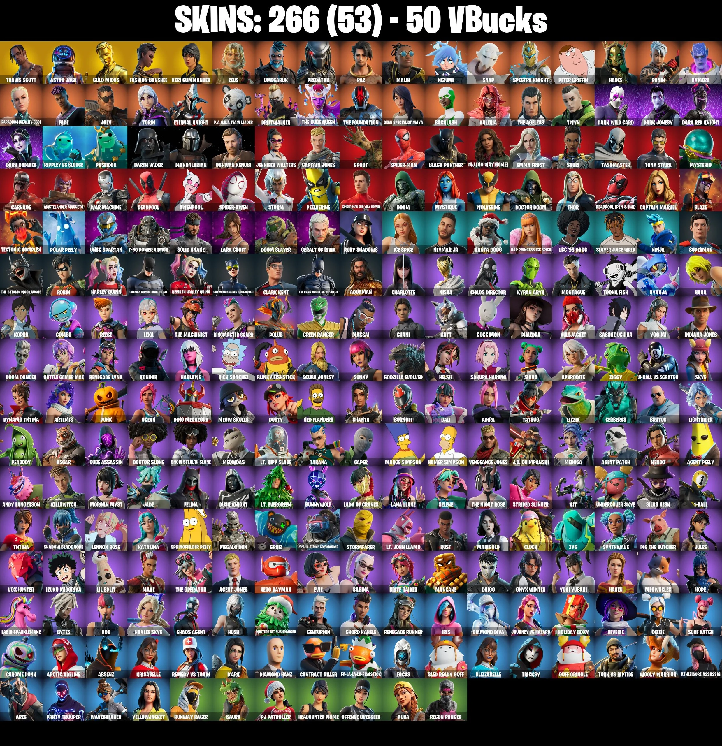 266 SKINS ✨ Travis Scott ✨ Astro Jack ✨ Gold Midas ✨ Fashion Banshee ✨ Keri Commander ✨ Zeus ✨ Omegarok ✨ Predator ✨ Raz ✨ Malik ✨ Nezumi ✨ Snap ✨ 50 V-Buc (PC/PSN/XBOX) — image 3