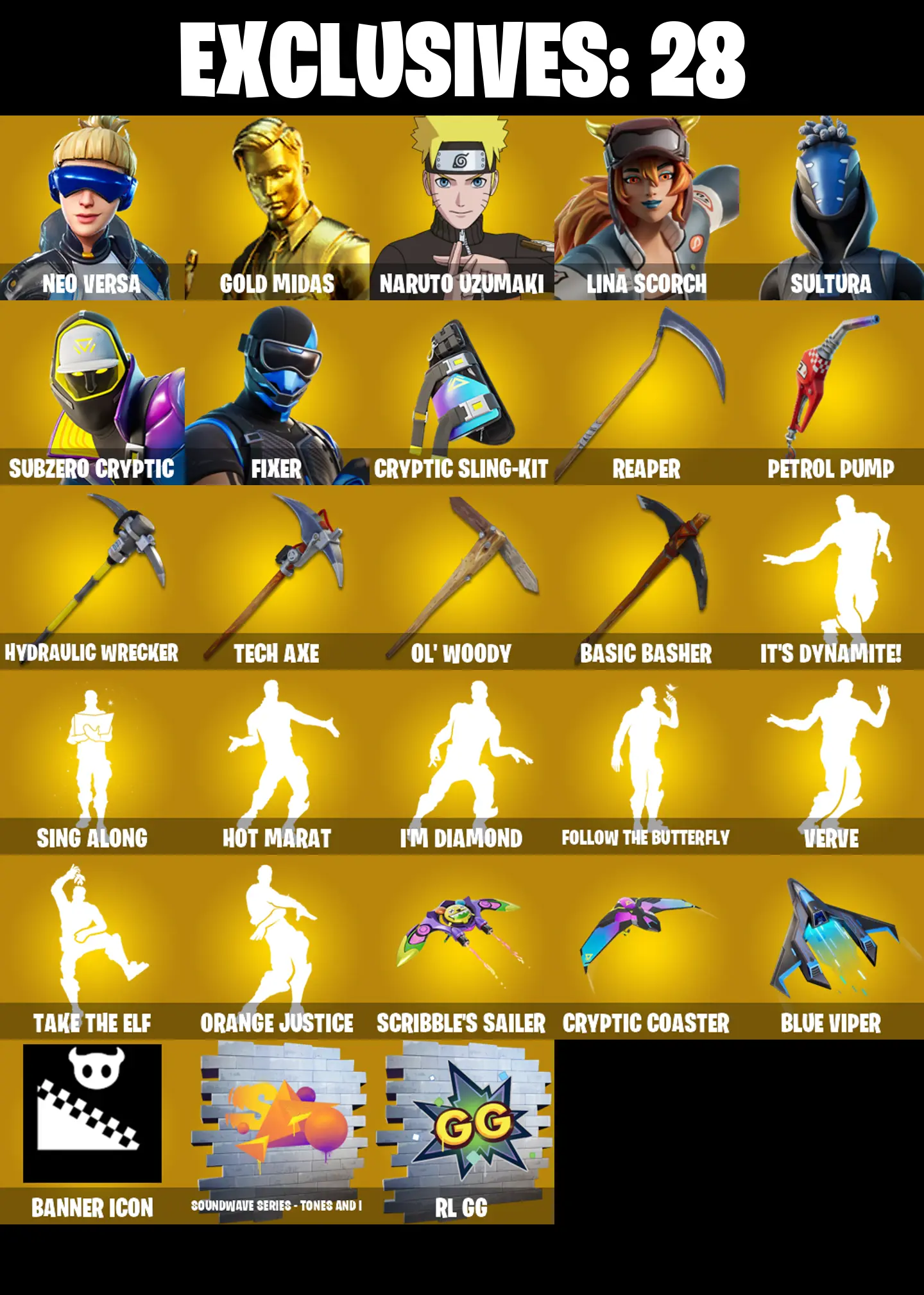229 SKINS π Neo Versa π Gold Midas π Naruto Uzumaki π Lina Scorch π Sultura π Subzero Cryptic π Fixer π Era π 600 V-Buck (PC/PSN/XBOX) PARENTAL CONTROL β image 2