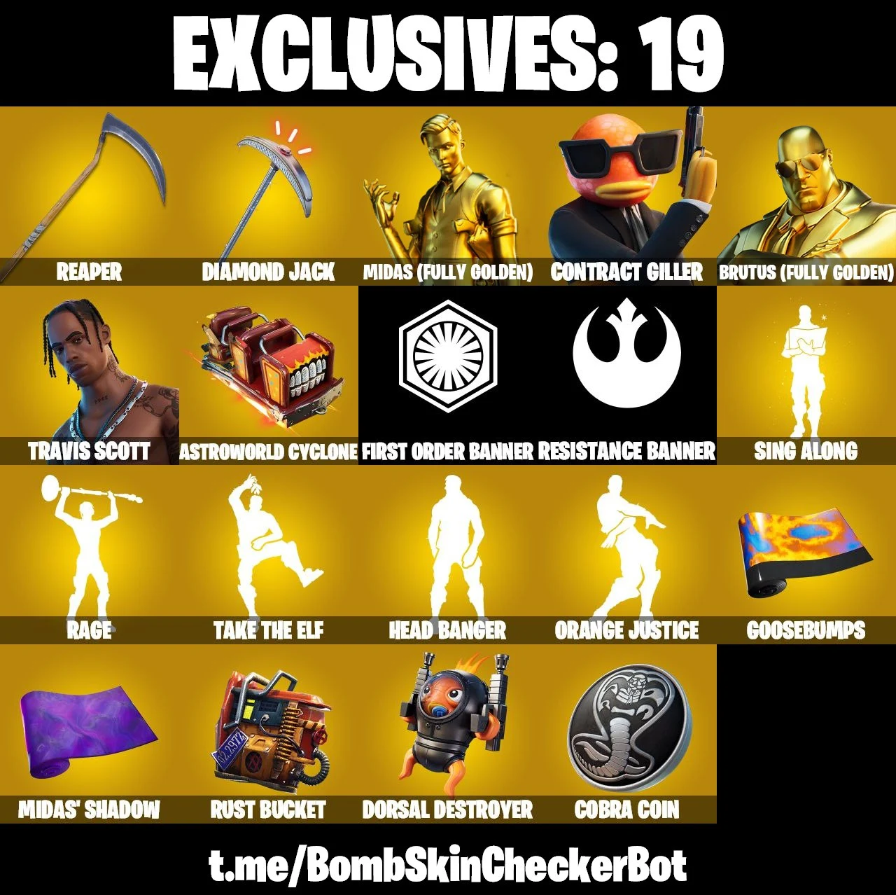 【 94 SKINS 】 TRAVIS SCOTT ❤️ GOLD MIDAS ❤️ REAPER ❤️ ASTROWORLD CYCLONE ❤️ (PC/PSN/XBOX) — image 3