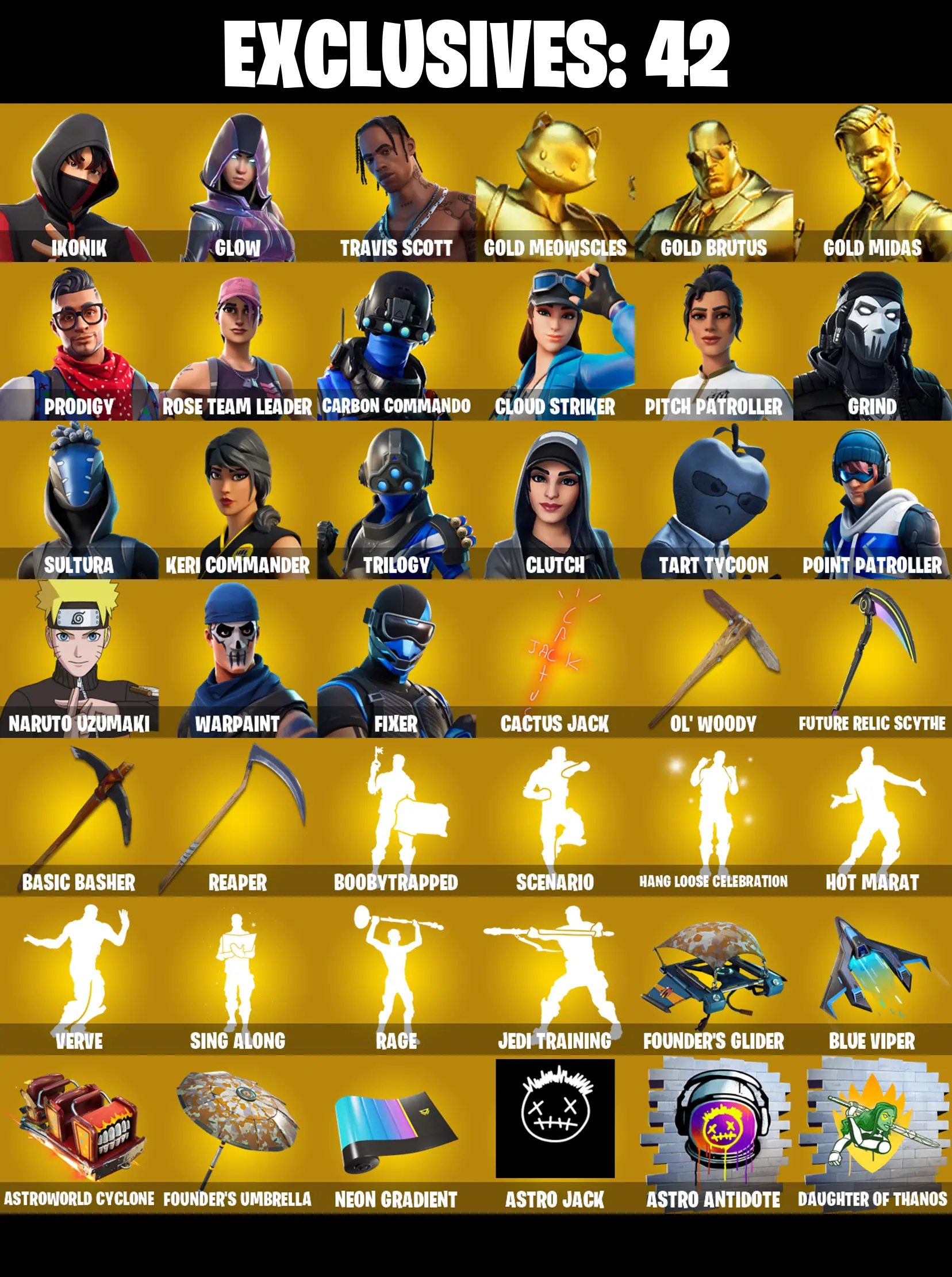 (PC/PSN/XBOX) OG STW ✨ 227 SKINS ✨ IKONIK ✨ Travis Scott ✨ Glow ✨ Gold Meowscles ✨ Gold Brutus ✨ Gold Midas ✨ Prodigy ✨ 450 V-Buck — image 2
