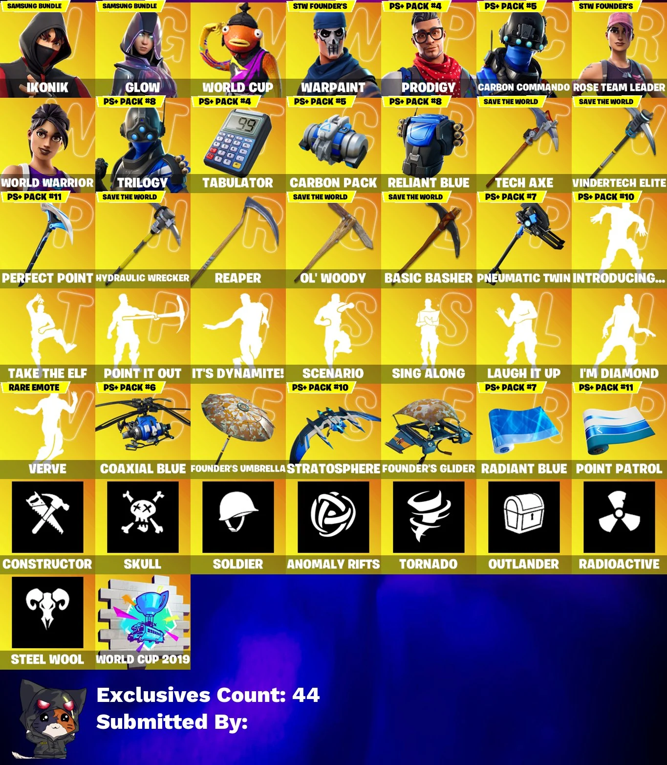 💥🌟 EXCLUSIVE OFFER 🌟💥 140 SKINS 💎 IKONIK 💎 Glow 💎 Scenario 💎 WORLD CUP 💎 Prodigy 💎 Carbon Commando 💎 World Warrior 💎 Trilogy 💎 Malice 💎 Omen 💎 Sentinel 💎 Catalyst 💎 Dark Vanguard 💎 Ultima Knight 💎 OG STW 💎 FULL ACCESS 💎
