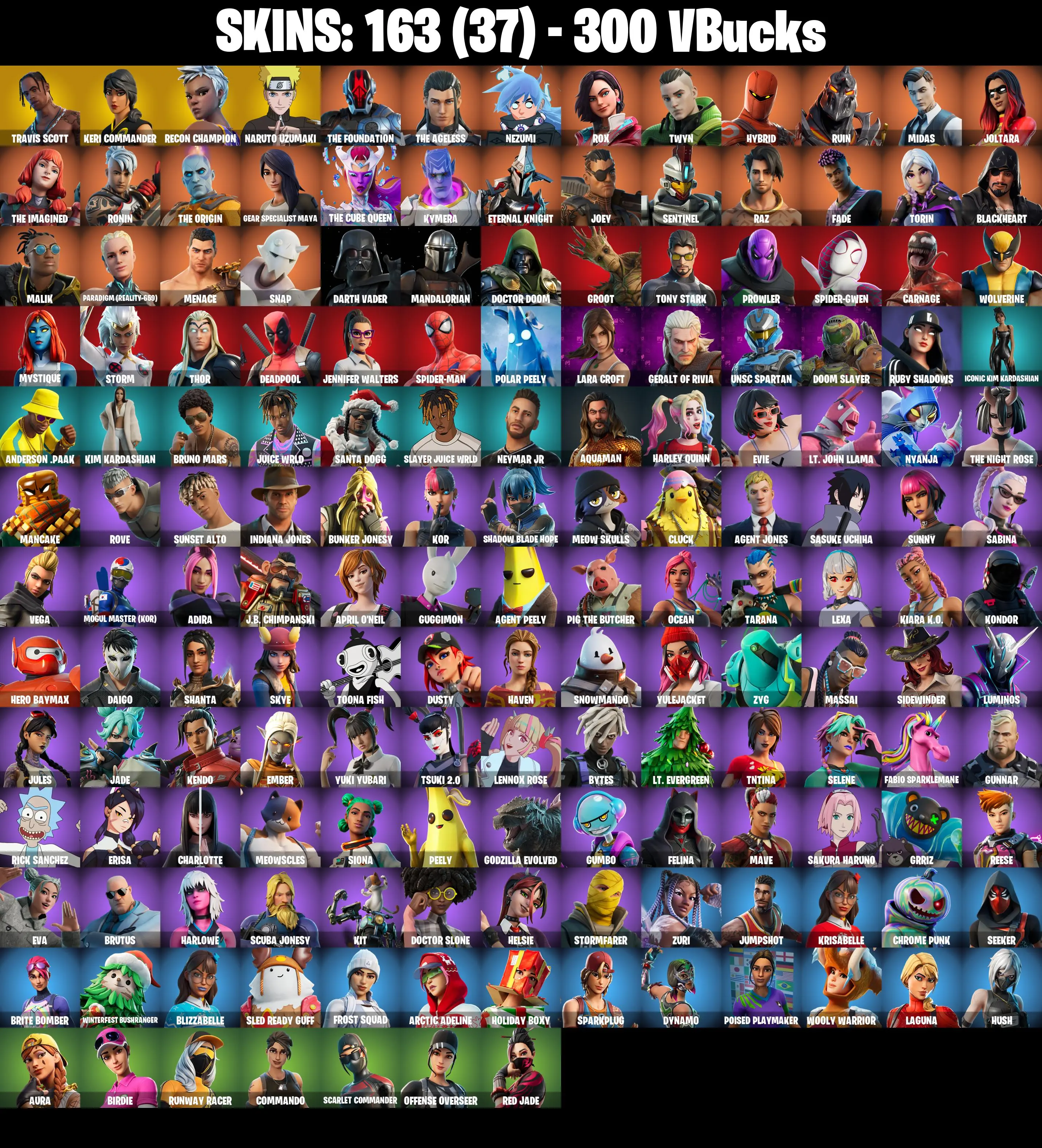 163 SKINS ✨ Travis Scott ✨ Keri Commander ✨ Recon Champion ✨ Naruto Uzumaki ✨ The Foundation ✨ The Ageless ✨ Nezumi ✨ 300 V-Bucks (PC/PSN/XBOX) PARENTAL CONTROL — image 3
