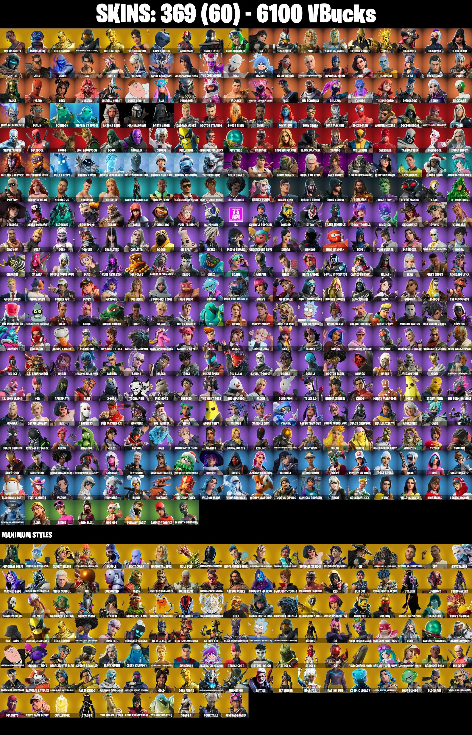369 SKINS ✨ Travis Scott ✨ Renegade Raider ✨ Astro Jack ✨ Gold Brutus ✨ Master Chief (Matte Black) ✨ Gold Midas ✨ 6100 V-Buck (PC/PSN/XBOX) — image 3