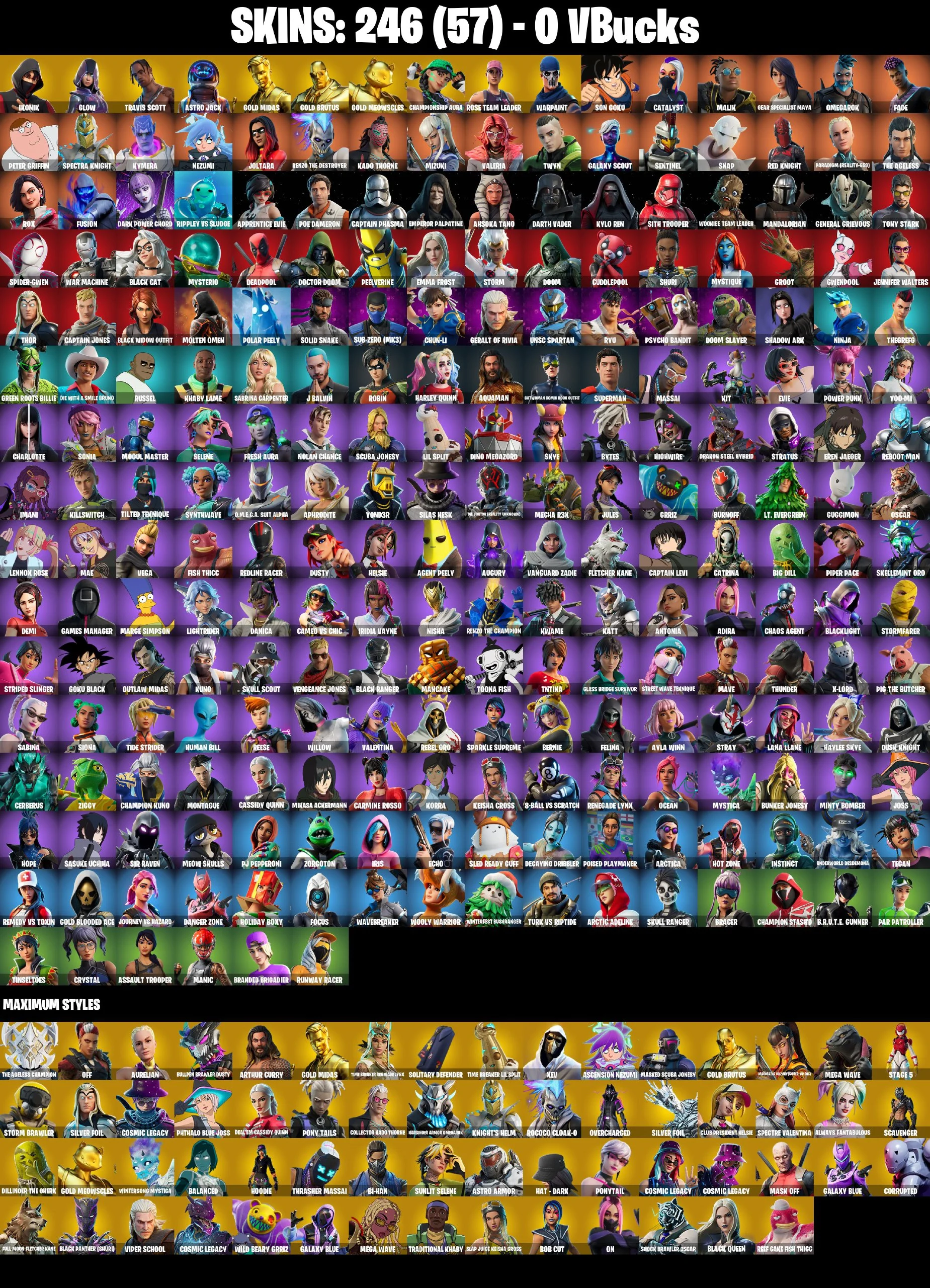 246 SKINS ✨ IKONIK ✨ Travis Scott ✨ Glow ✨ Astro Jack ✨ Gold Midas ✨ Gold Brutus ✨ Gold Meowscles ✨ Championship Aura ✨ Son Goku ✨ PARENTAL CONTROL (PC/PSN/XBOX) — image 3