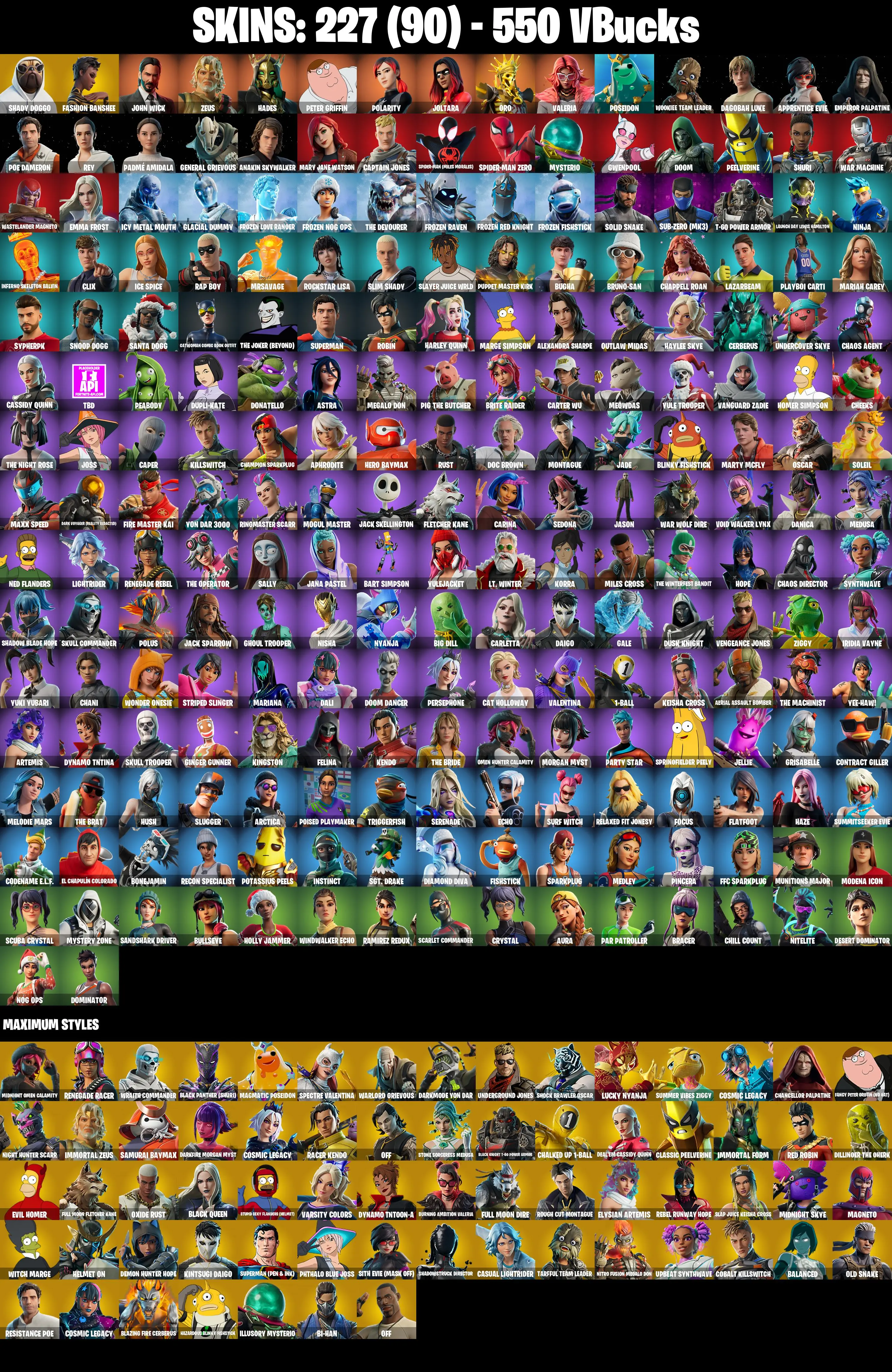 227 SKINS π Shady Doggo π Fashion Banshee π John Wick π Zeus π Hades π Peter Griffin π Polarity π Joltara π Oro π 550 V-Buck (PC/PSN/XBOX) PARENTAL CONTROL β image 3