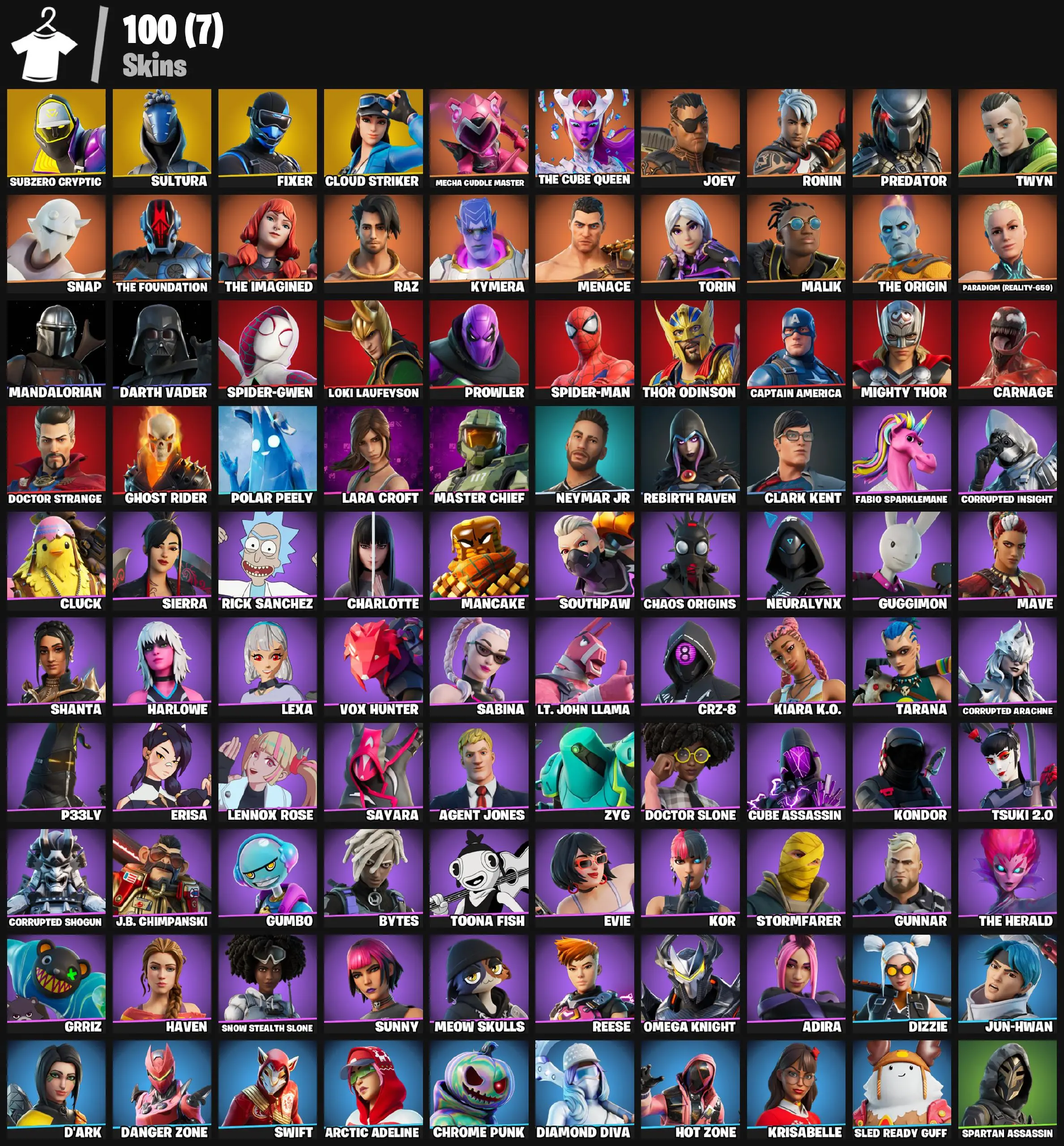 【100 SKINS】 (PC/XBOX) MASTER CHIEF | NEYMAR JR | GHOST RIDER | CAPTAIN AMERICA | LARA CROFT | RICK SANCHEZ | SPIDER-MAN — image 5