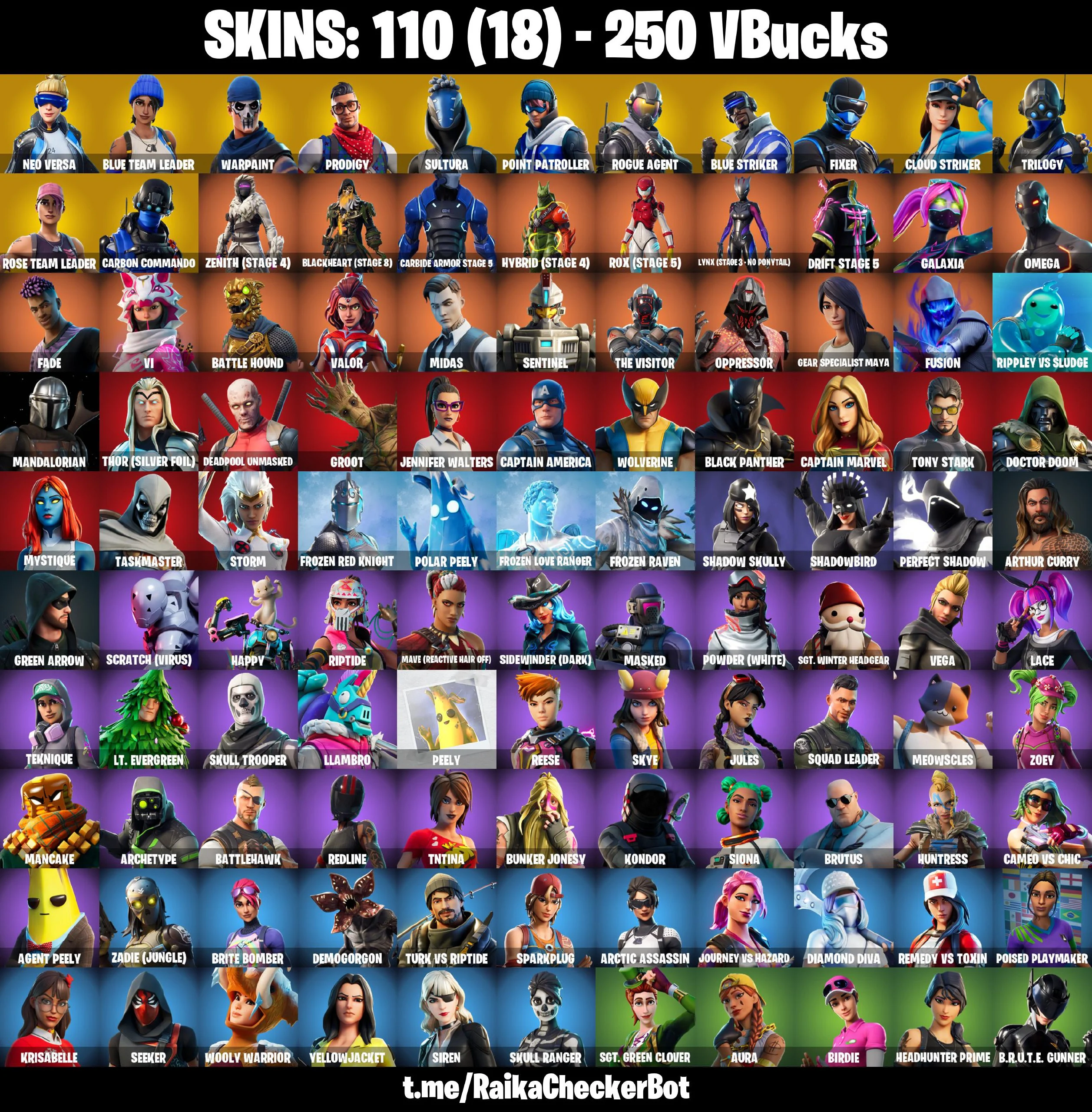 110 SKINS | OG STW | Neo Versa | Blue Team Leader | Rogue Agent | Reaper | Orange Justice | Skull Ranger | [PC/PSN/XBOX] | 250 VB
