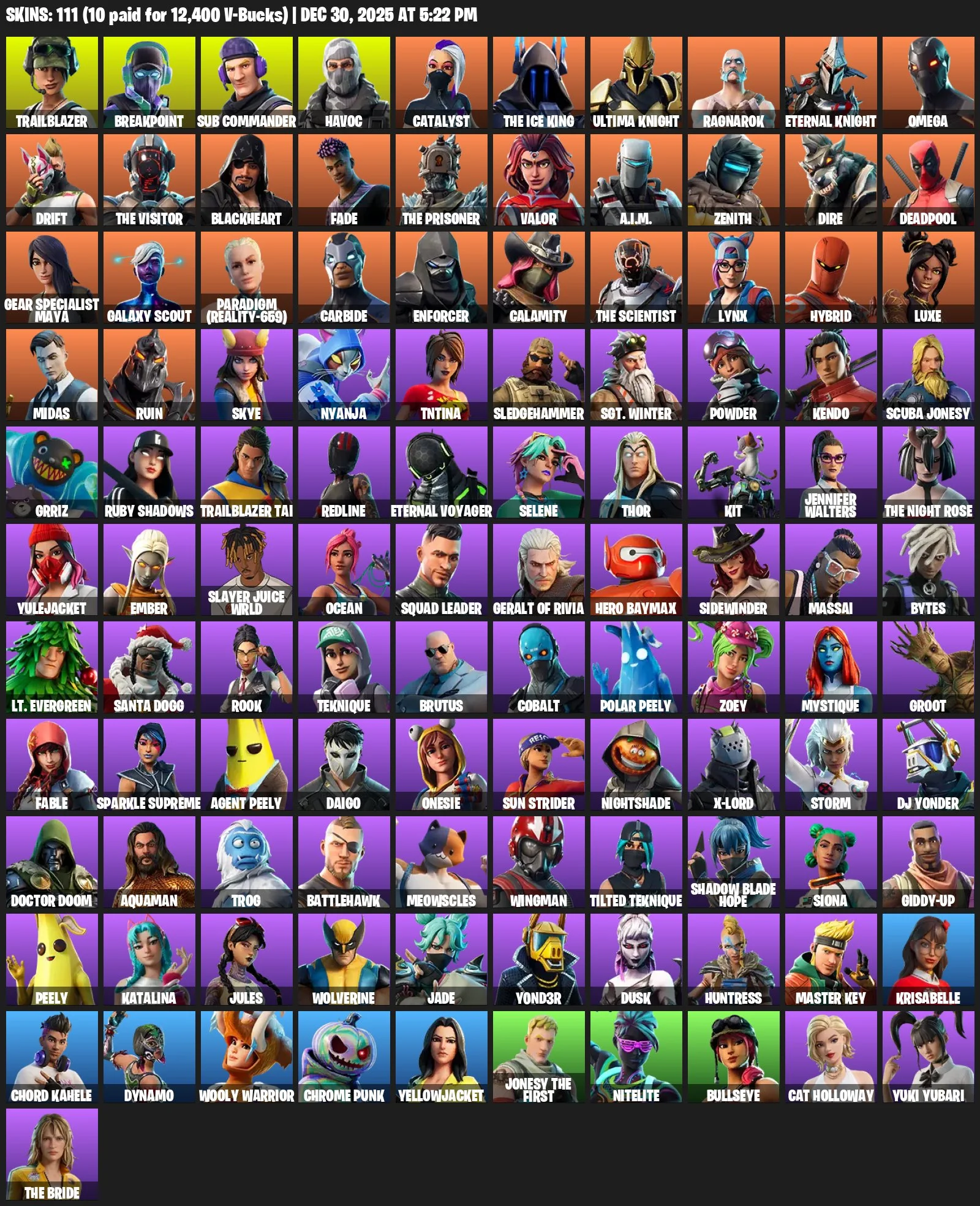 🌸111 Skins💎Devastator💎Midas💎Ragnarok💎Seeker💎Battle Friend💎✨ Full Access✨