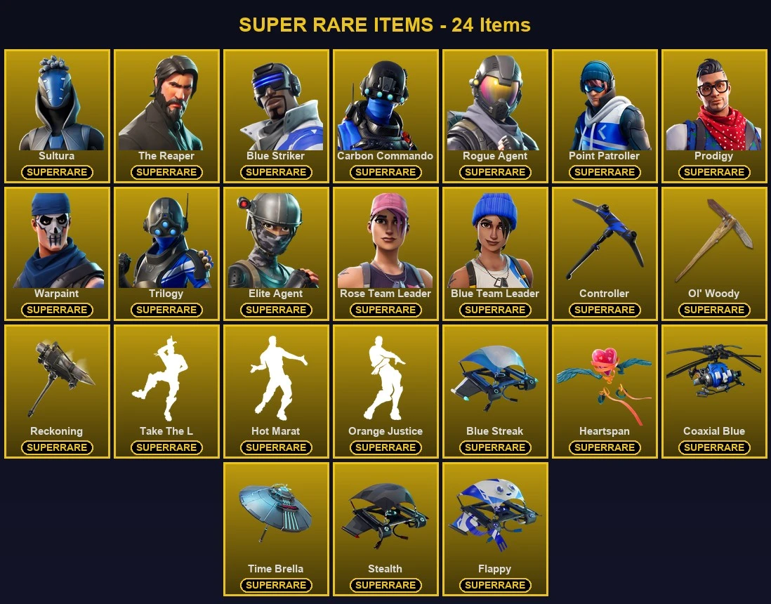 ๐ฎ 118 Skins ๐ 1100 V-Bucks โก Lvl 1202 | Sultura | The Reaper | Blue Striker ๐ 114 Wins โ image 1