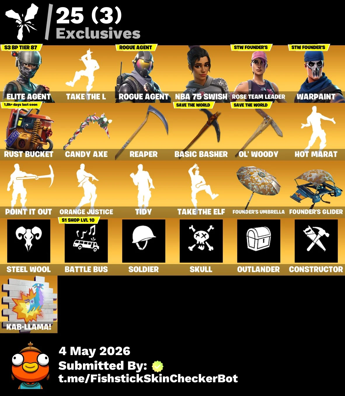 119 Skins OG STW Account โญ Take The L ๐ฅ Tidy ๐ฅ Elite Agent ๐ฅ NBA 75 Swish ๐ฅ 4550 V-Bucks โ image 1