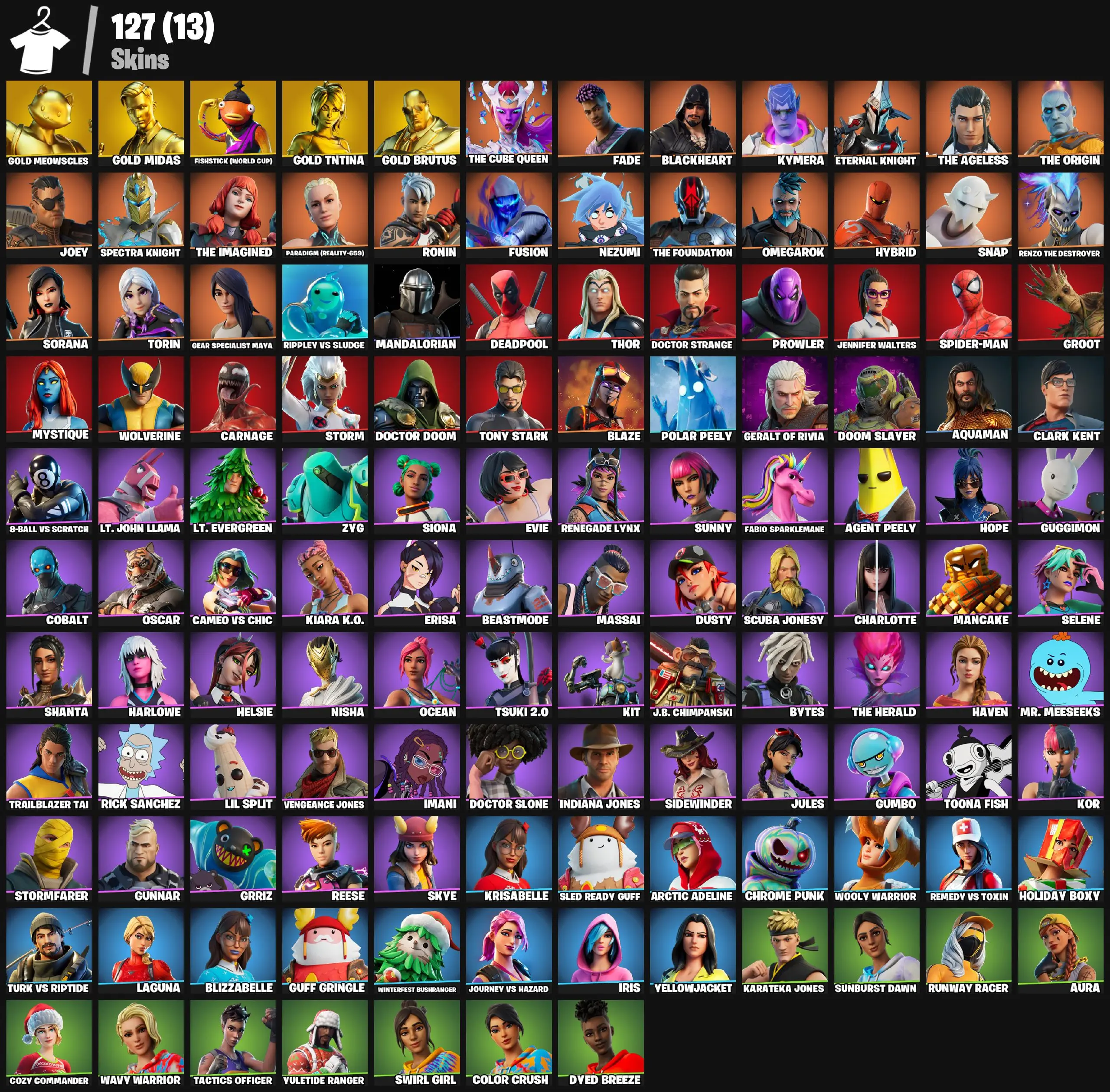 【127 SKINS】 (PC/PSN) LAGUNA | AURA | FUSION | DEADPOOL | IRIS | BLAZE | RICK SANCHEZ | SPIDER-MAN | INDIANA JONES — image 2