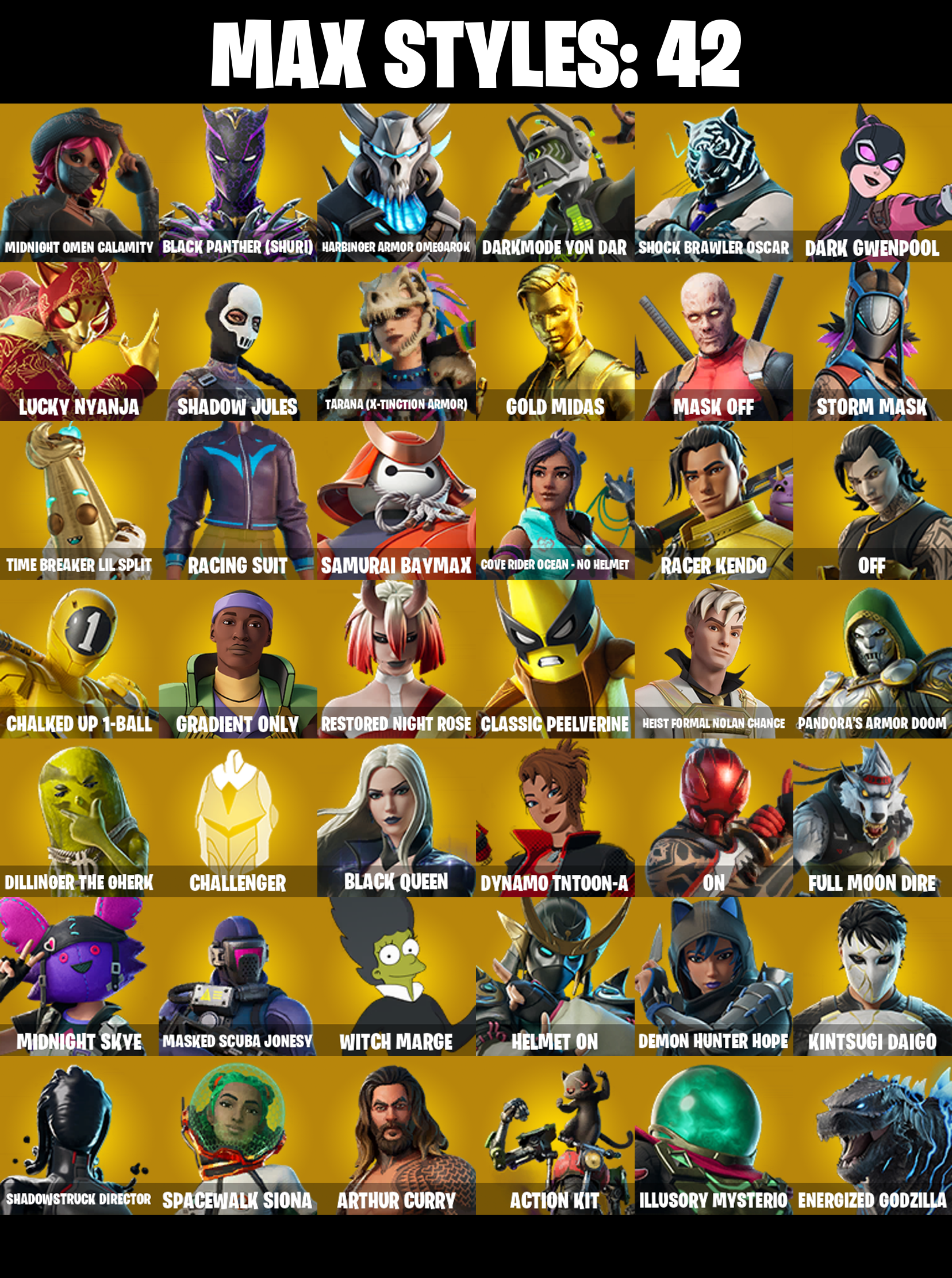 132 SKINS π Gold Midas π Predator π Spectra Knight π Peter Griffin π Gear Specialist Maya π Kado Thorne π 1250 V-Bucks (PC/PSN/XBOX) PARENTAL CONTROL β image 3