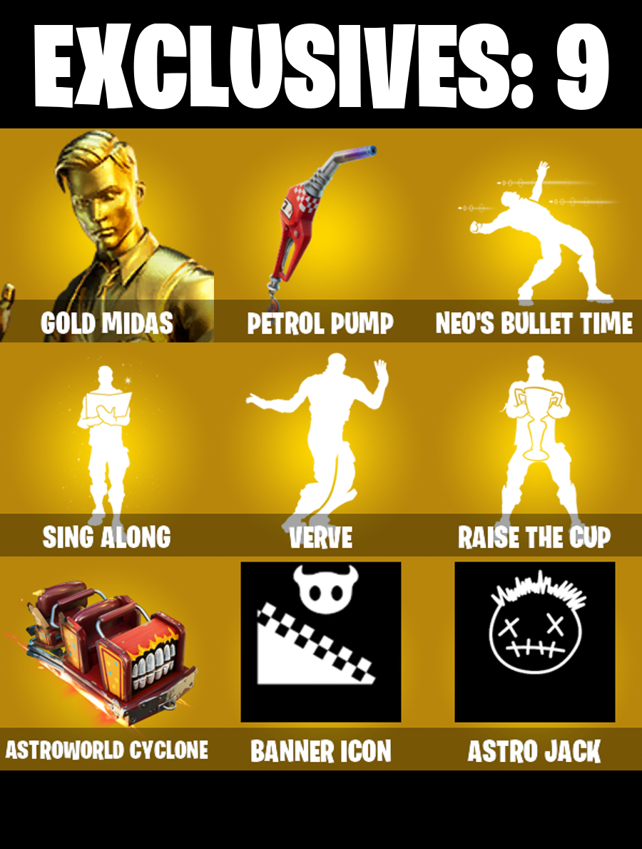 132 SKINS π Gold Midas π Predator π Spectra Knight π Peter Griffin π Gear Specialist Maya π Kado Thorne π 1250 V-Bucks (PC/PSN/XBOX) PARENTAL CONTROL β image 1