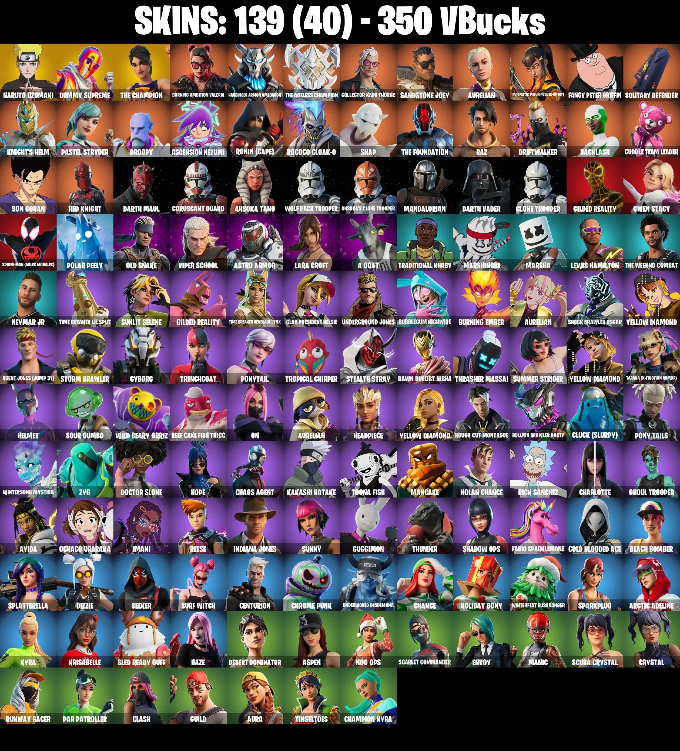 🎆139 SKINS ⚡️PC/PSN/XBOX⚡️ SPIDERMAN (GILDED REALITY) 👑 SPIDERGWEN (STACY) 👑 A GOAT 👑 CANDY AXE 👑 GHOUL TROOPER 👑 SURF WITCH ⚡️MAIL CHANGEABLE #L070 — image 2
