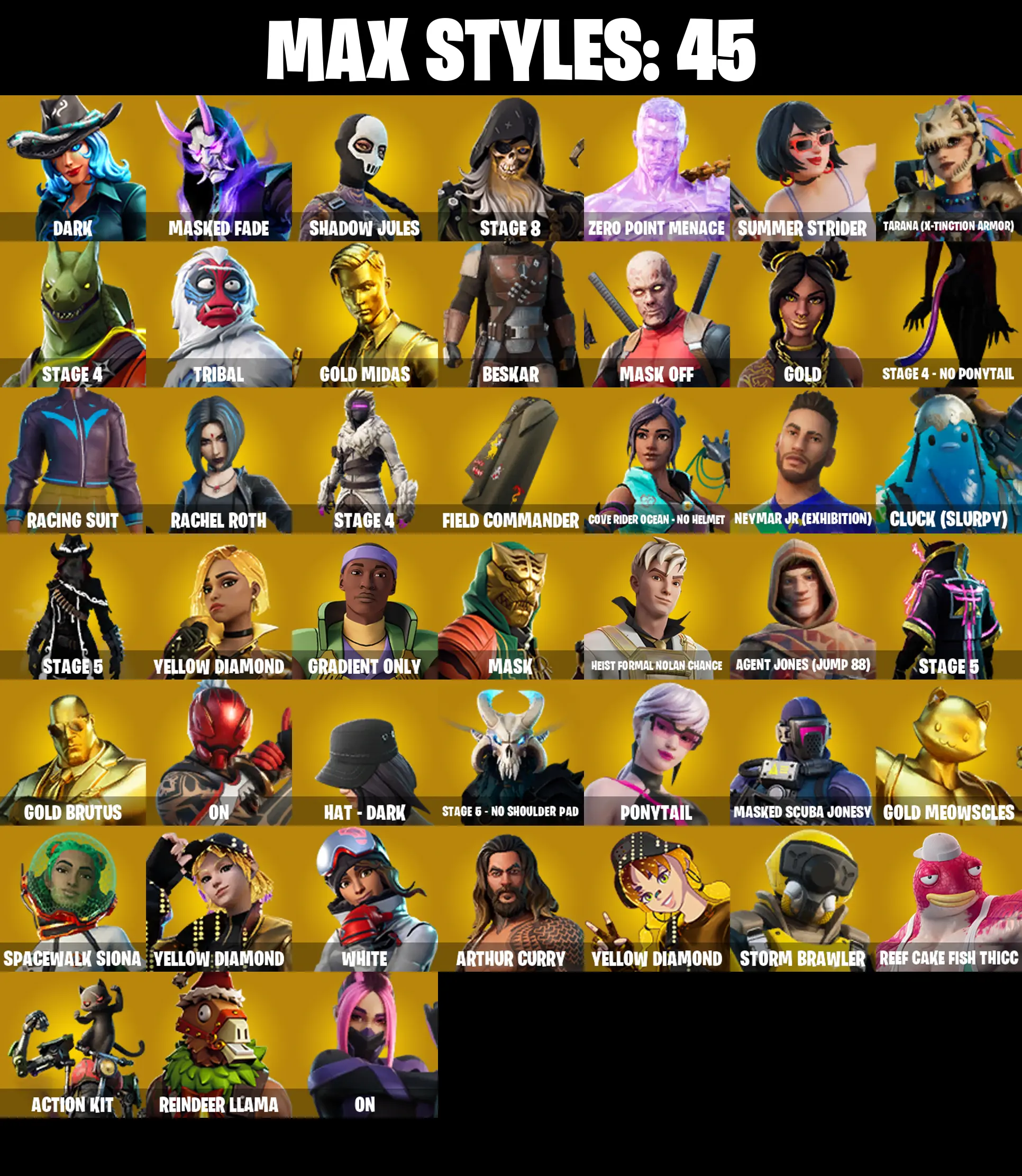139 SKINS π Gold Midas π Gold Brutus π Gold Meowscles π Sultura π Vi π Predator π Snap π Drift π Menace π 100 V-Bucks (PC/PSN/XBOX) PARENTAL CONTROL β image 6