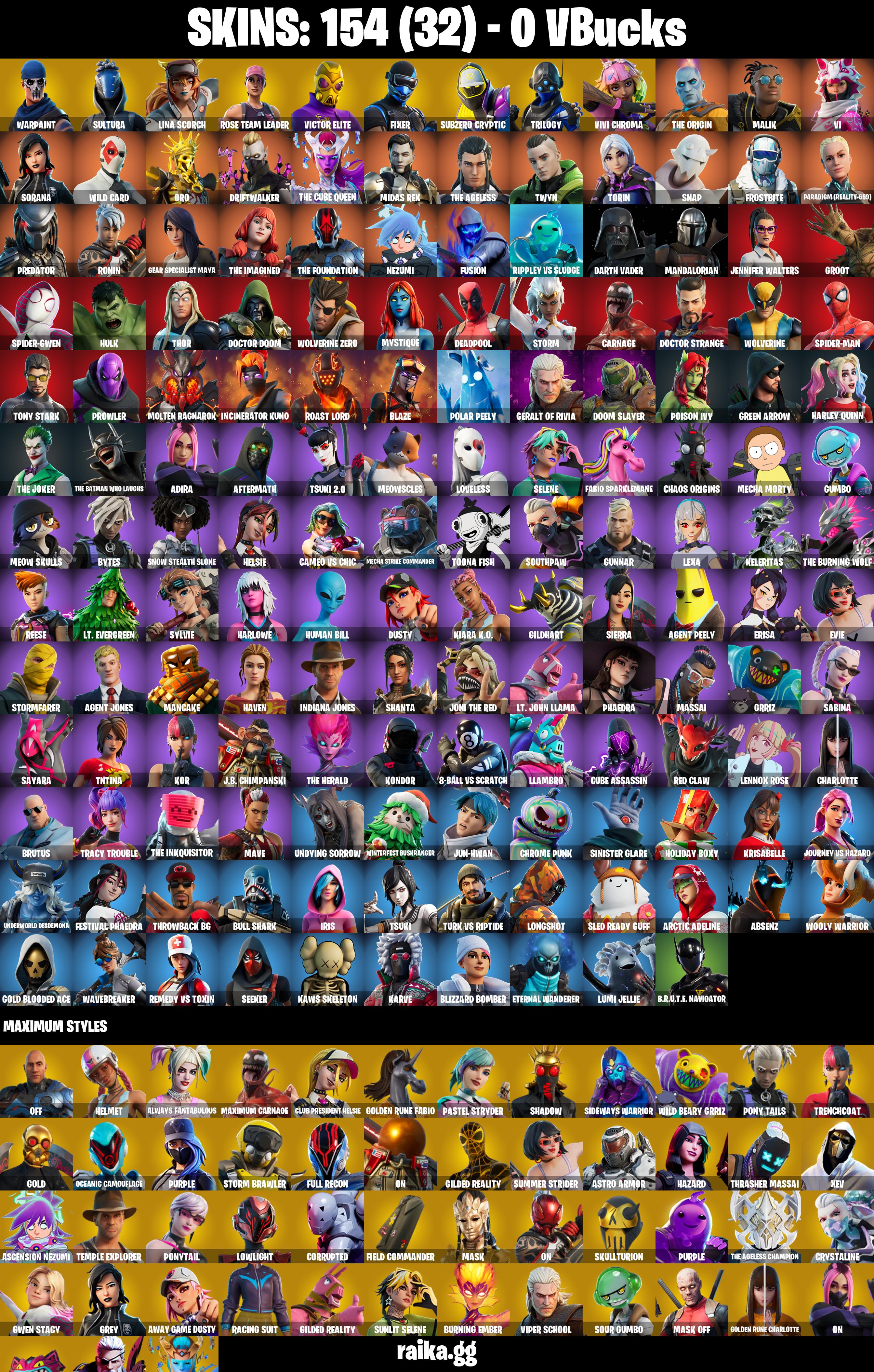 154 SKINS ✨ Sultura ✨ Lina Scorch ✨ Victor Elite ✨ Fixer ✨ Subzero Cryptic ✨ Trilogy ✨ Vivi Chroma ✨ The Origin ✨ Malik ✨ 0 V-Bucks (PC/PSN/XBOX) — image 2