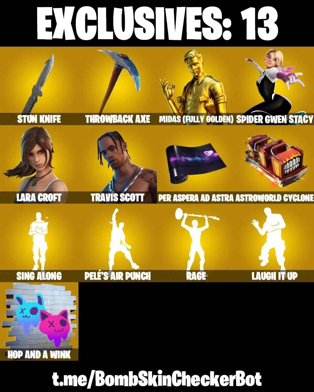 ✅155 Skins✅ Travis Scott , Laugh It Up , Pele's Air Punch , Throwback Axe — image 1