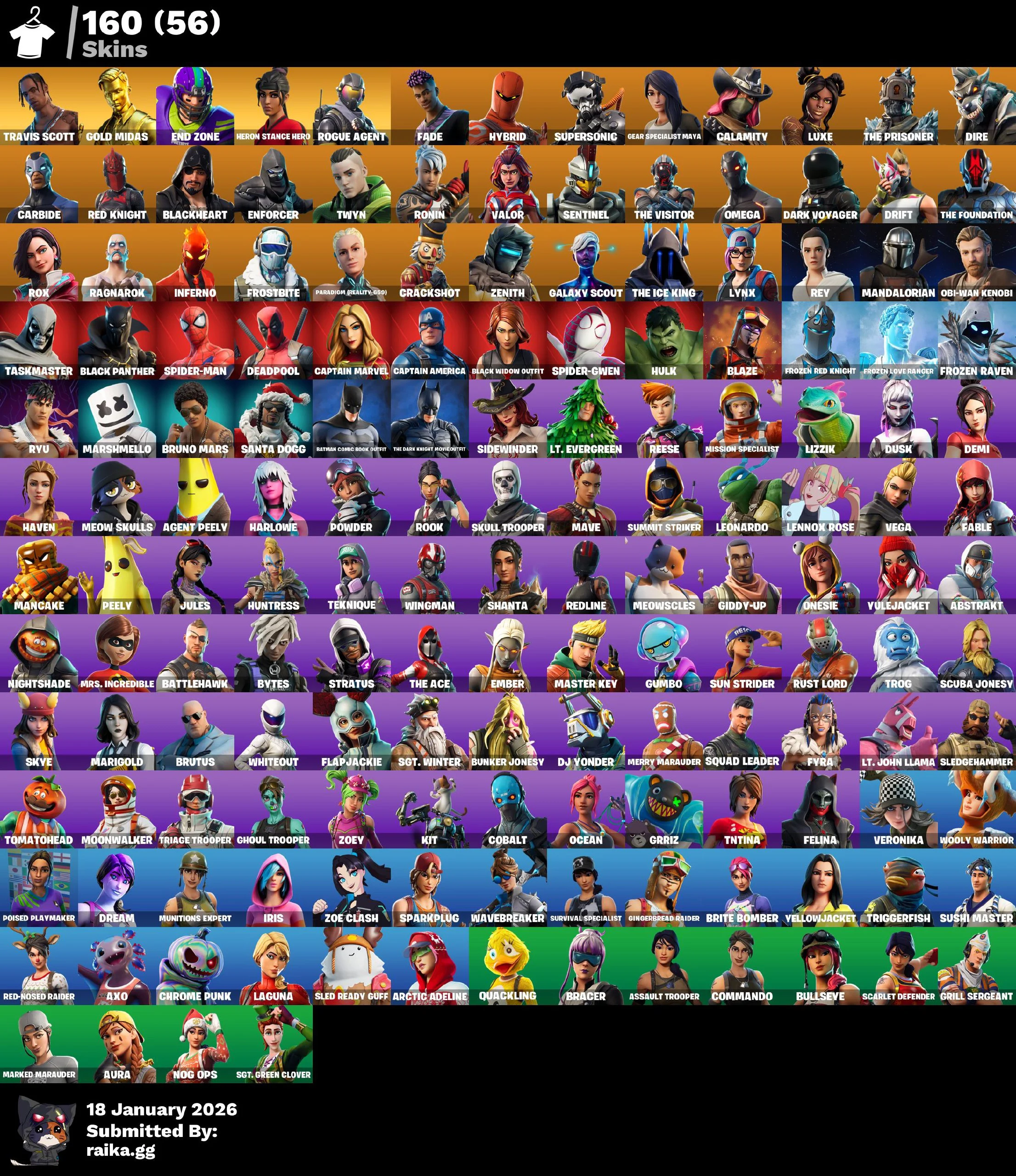 160 Skins Travis Scott 🏆 Gold Midas End Zone 🦅 Heron Stance Hero Rogue Agent 🎨 Fade 🌀 Hybrid 🚀 Supersonic 🛠️ Gear Specialist Maya 💎 300 VB ⏰ 24/7 Support 🛡️ Anti-Ban [ PC / Xbox / PS ]