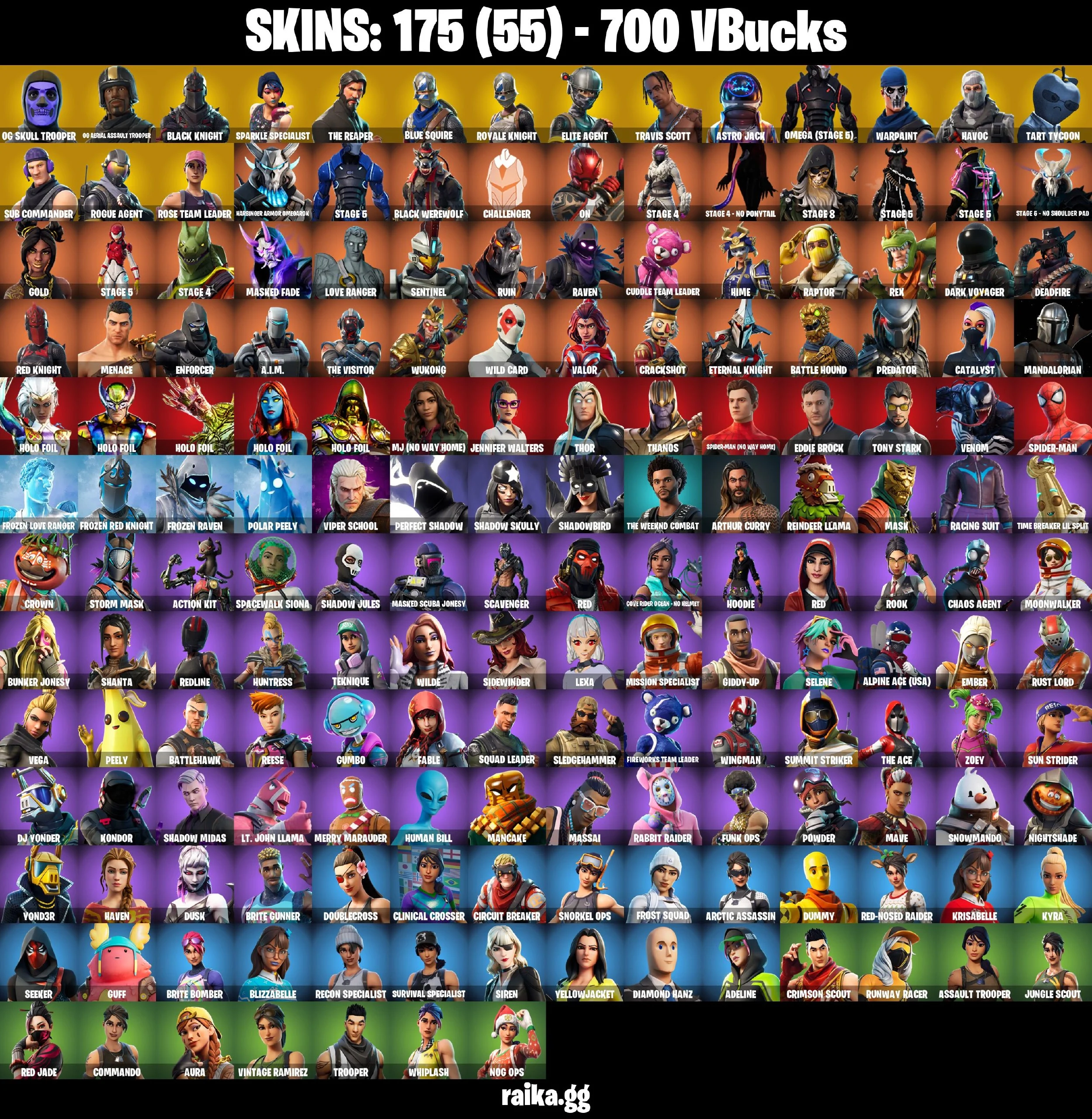 175 SKINS ⚡️ OG SKULL TROOPER 👑 OG AERIAL ASSAULT TROOPER 👑 OG RAIDER REVENGE 👑 TRAVIS SCOTT 👑 BLACK KNIGHT 📧 FULL ACCESS — image 2