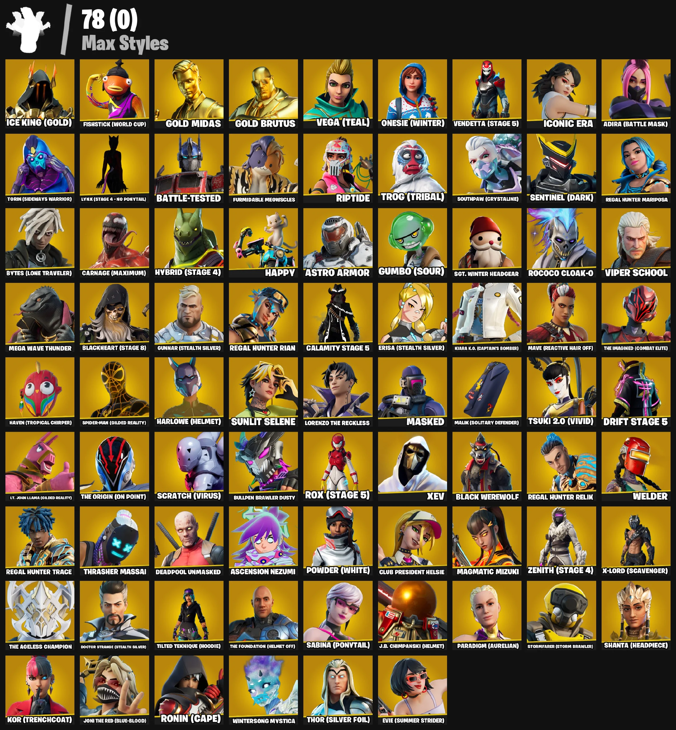 ❤️‍🔥 [ 183 SKINS ] | FISHSTICK (WORLD CUP) | GOLD MIDAS | GOLD BRUTUS | TART TYCOON | VENDETTA (STAGE 5) | ICONIC ERA | TORIN (SIDEWAYS WARRIOR) | 2800 VB
