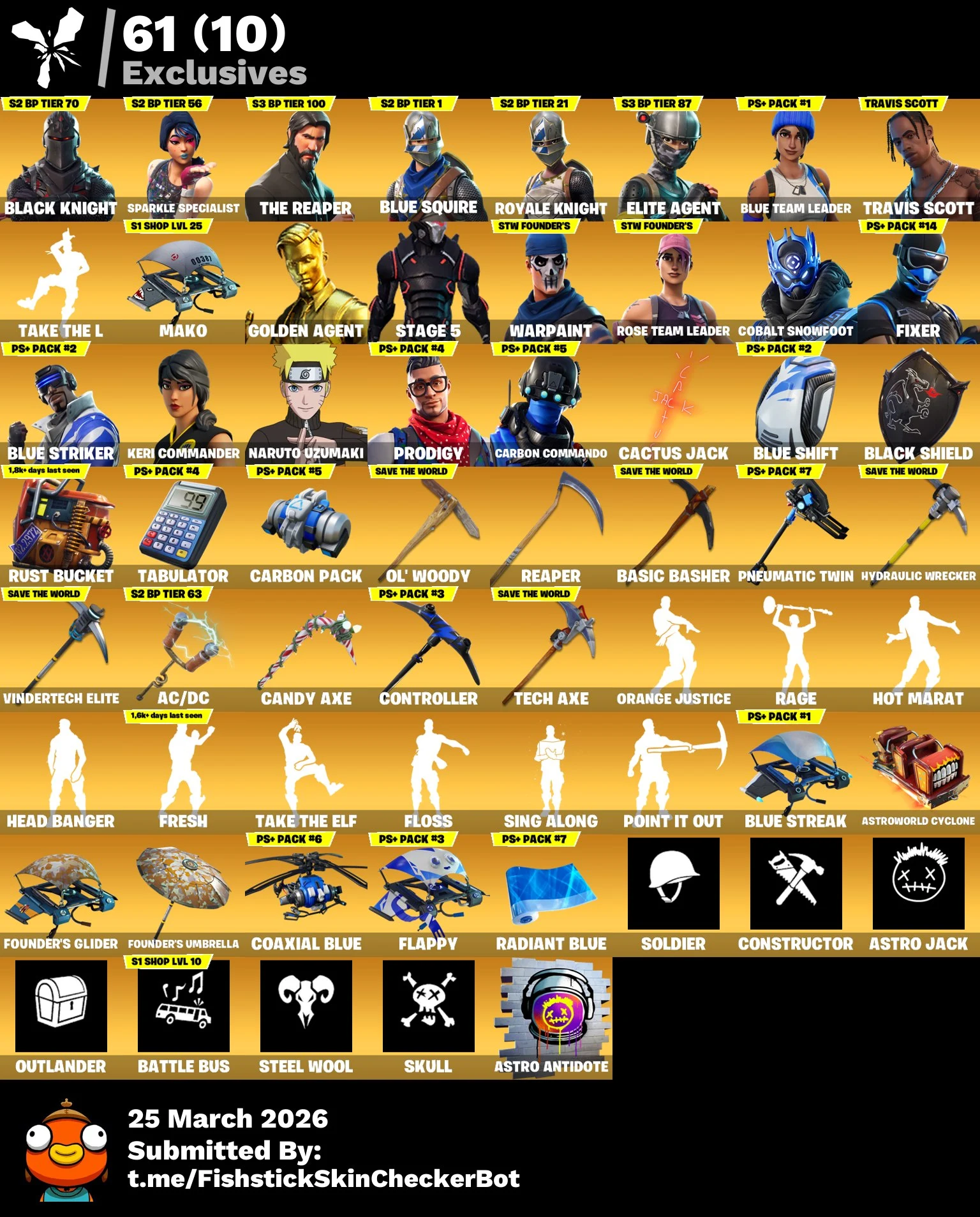 ✨185 skins | OG STW | Black Knight  | Travis Scott | Sparkle Specialist | The Reaper | Blue Squire | Royale Knight | Elite Agent | Blue Team Leader | 700 VB