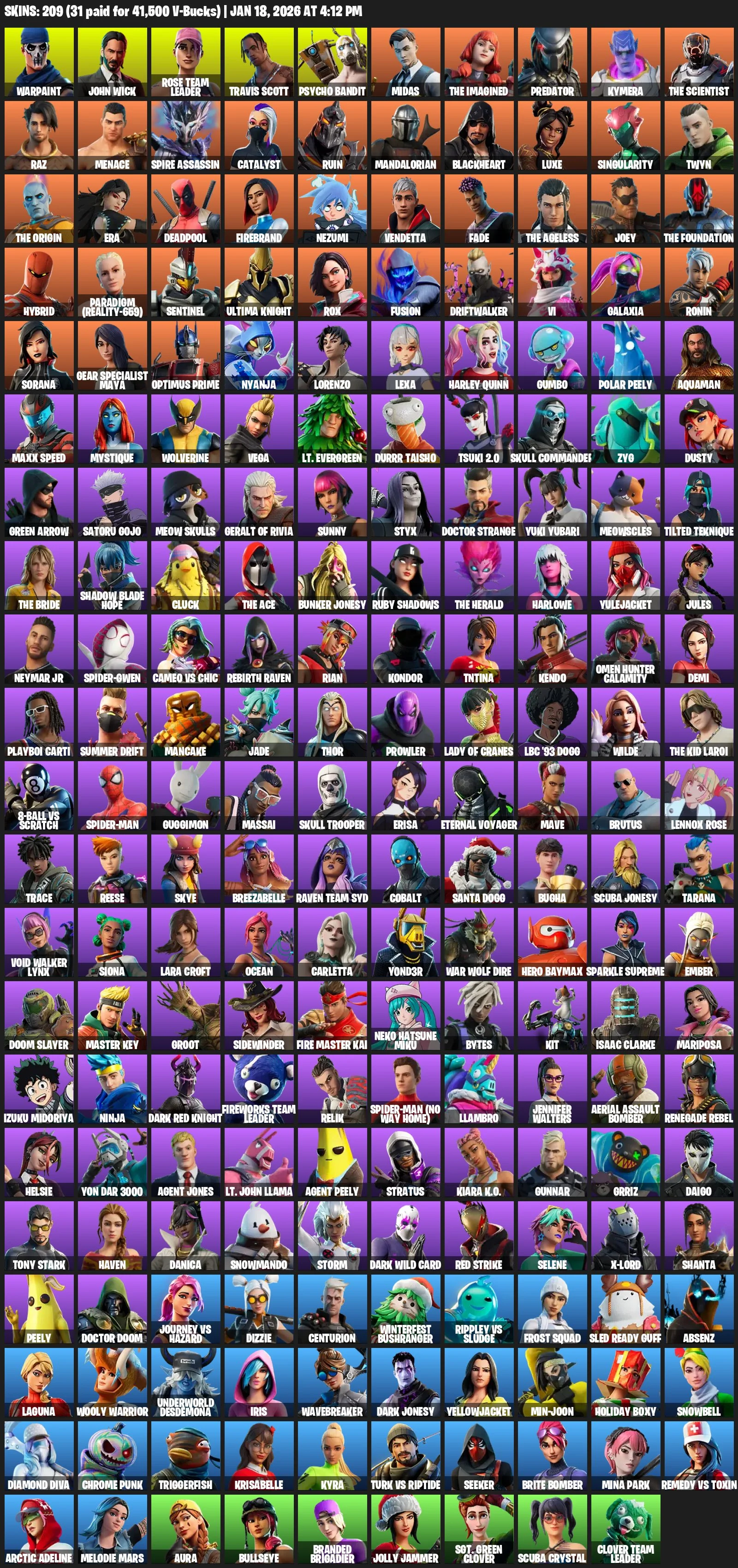 🌸209 SKINS💎Travis Scott💎John Wick💎Psycho Bandit💎Reaper💎Midas💎✨ Full Access✨ — image 2