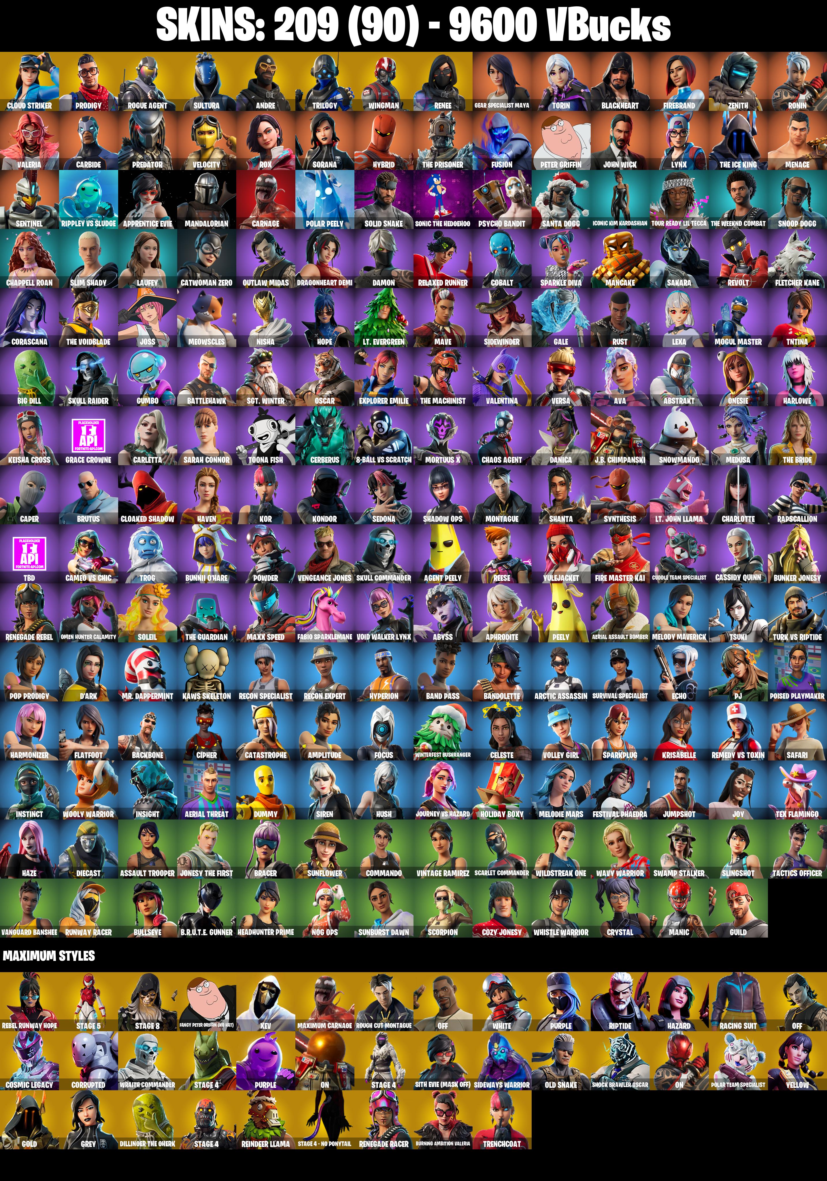 209 SKINS ✨ Cloud Striker ✨ Prodigy ✨ Rogue Agent ✨ Sultura ✨ Andre ✨ Trilogy ✨ Renee ✨ Gear Specialist Maya ✨ Torin ✨ Blackheart ✨ 9600 VB (PC/PSN/XBOX) — image 2