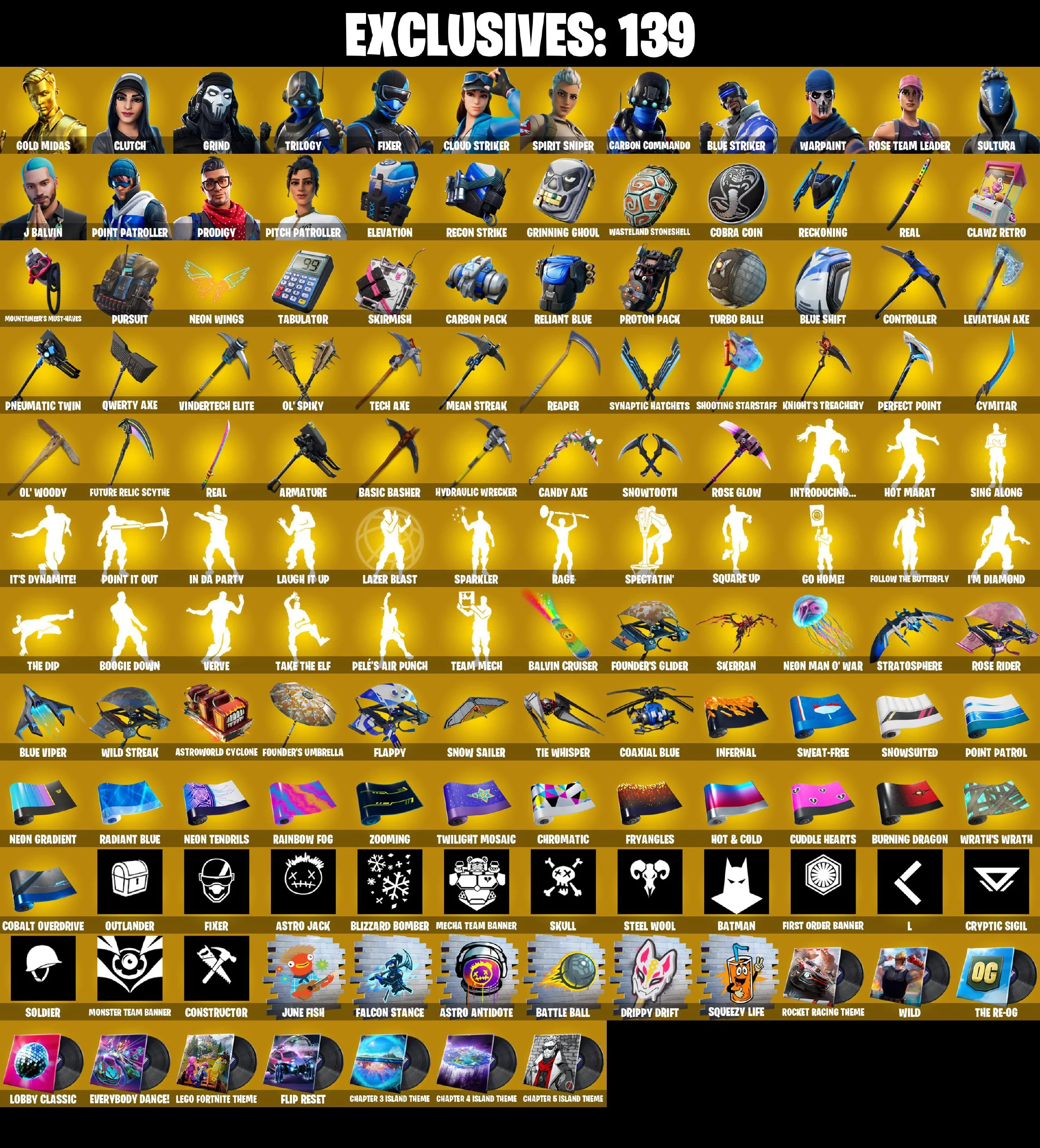 🎆214 SKINS ⚡️ALL PLATFORMS⚡️ GOLD MIDAS 👑 FIXER 👑 TRILOGY 👑 POINT PATROLLER 👑 BLUE STRIKER 👑 LEVIATHAN AXE 👑 PRODIGY 👑 DRIFT ⚡️ MAIL CHANGEABLE #L116 — image 1