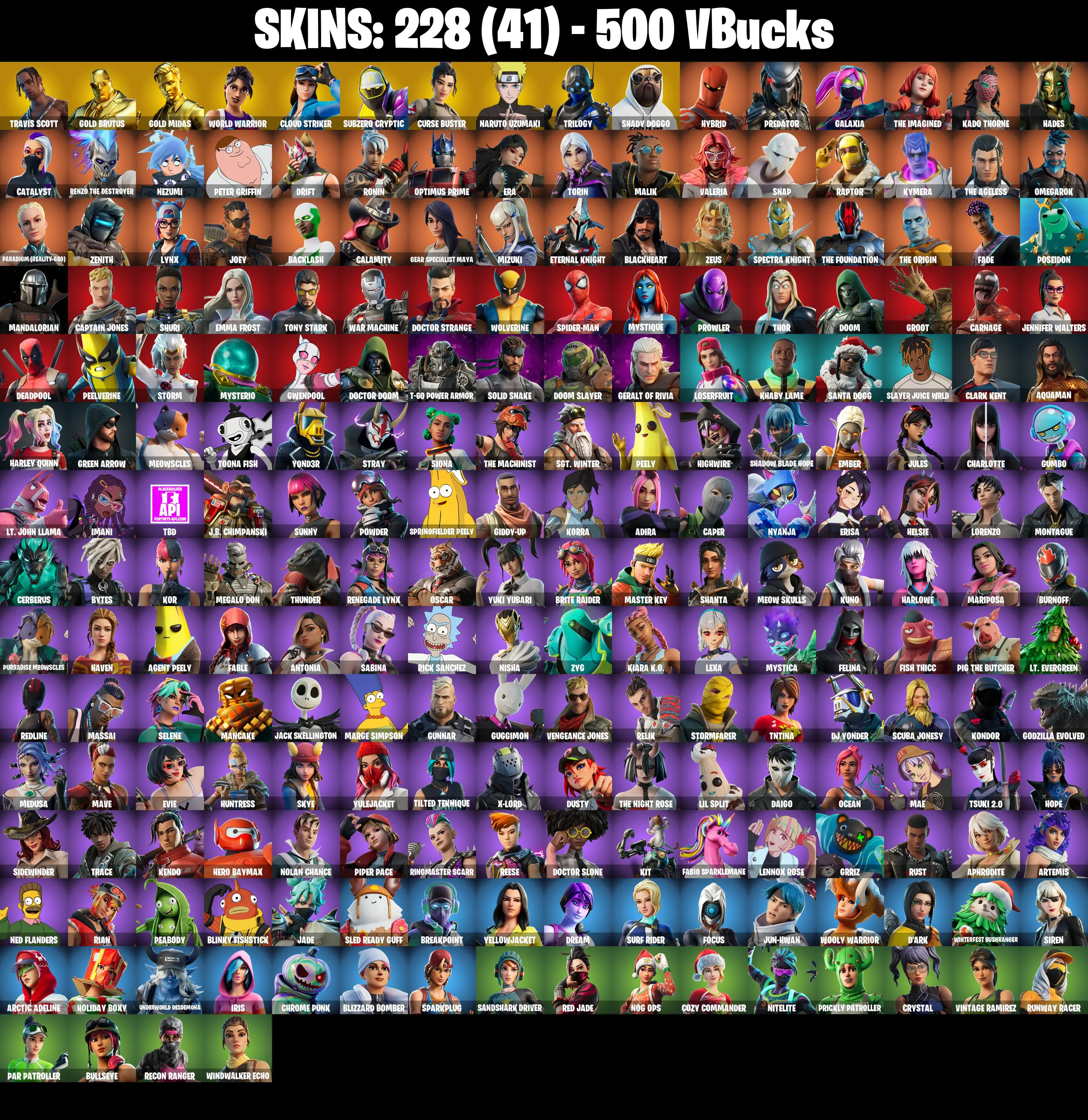 228 SKINS ✨ Travis Scott ✨ Gold Brutus ✨ Gold Midas ✨ World Warrior ✨ Cloud Striker ✨ Subzero Cryptic ✨ Curse Buster ✨ Naruto Uzumaki ✨ Trilogy ✨ 500 VB (PC/PSN/XBOX) — image 2