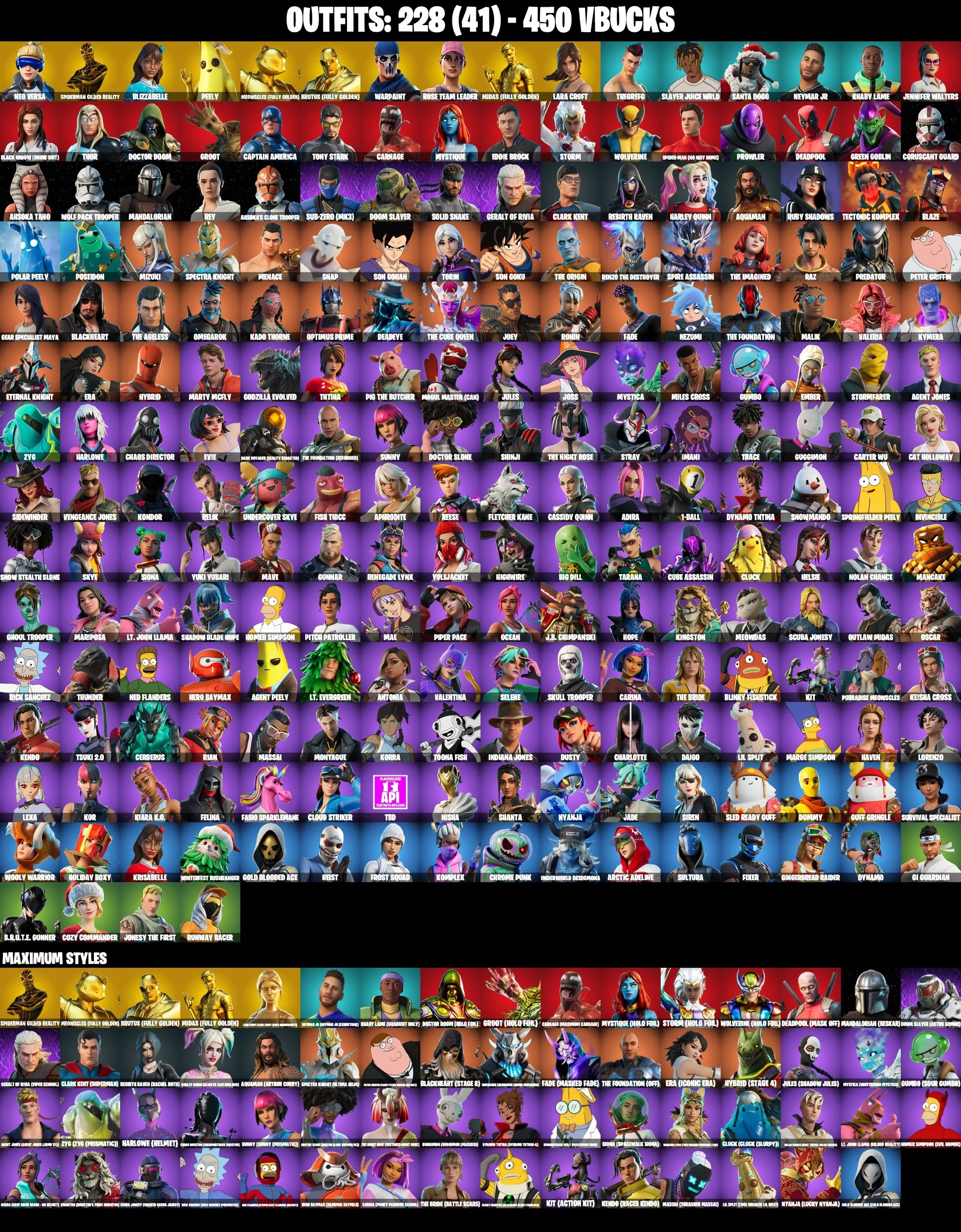 👑228 Skins 👑PC/PSN/XBOX👑 OG STW 👑Lara Croft | TheGrefg | Neymar Jr | Khaby Lame | Jennifer Walters | Black Widow (Snow Suit) | Thor | Doctor Doom | Groot | Captain America | Tony Stark | Carnage | Mystique | Eddie Brock