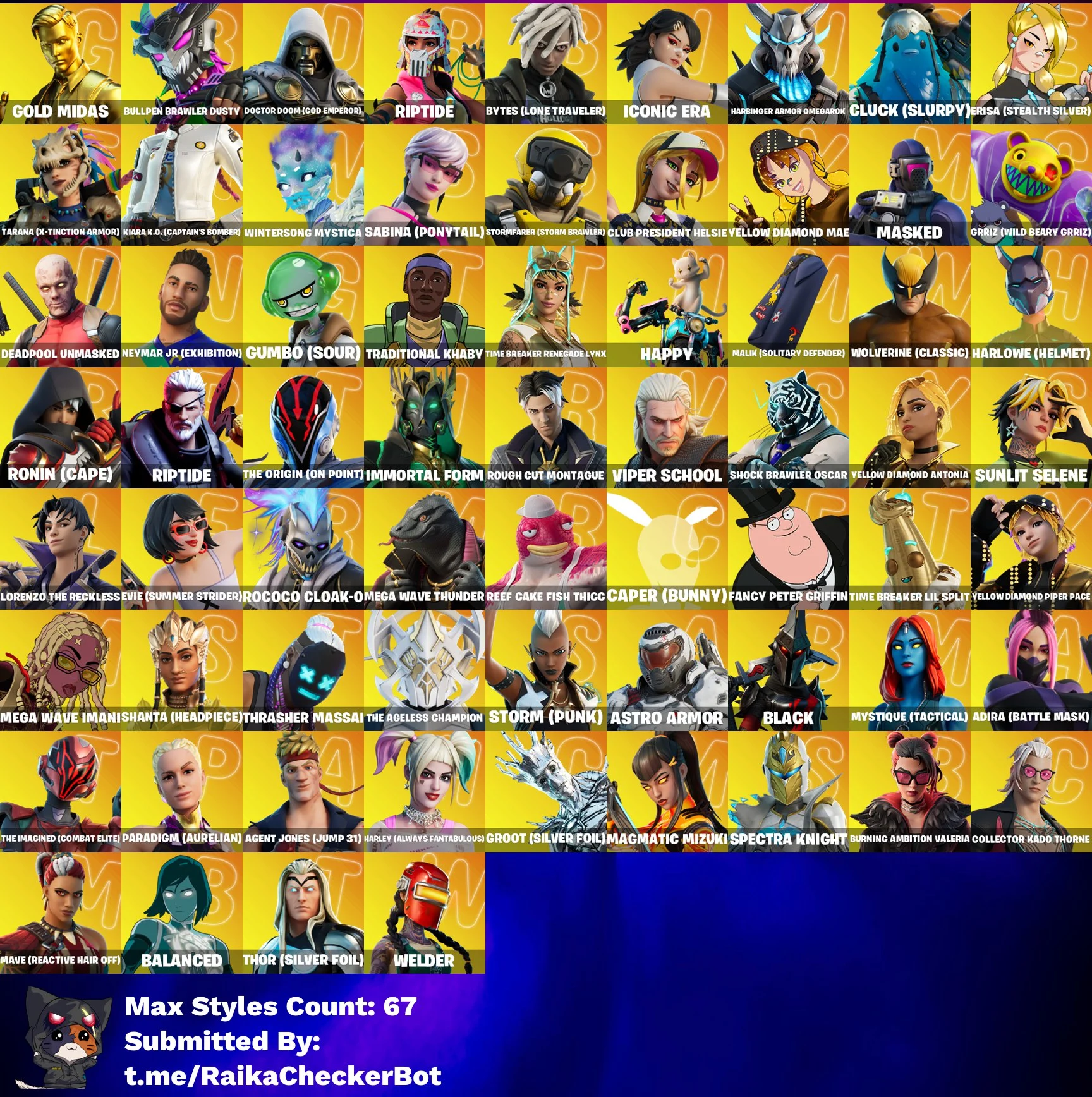 ✨  233 Skins 🎮 🖼️  Gold Midas  🎖️ OG STW 💠 Trilogy  ☁️  Cloud Striker  🕰️ Era 🧛‍♂️ Kado Thorne • ⚡ Backlash • 🔥 Omegarok 🛡️ Eternal Knight • ⚔️ Ronin • 👽 Kymera • 🧩 Snap   [PC / PSN / XBOX]  💰 C33C