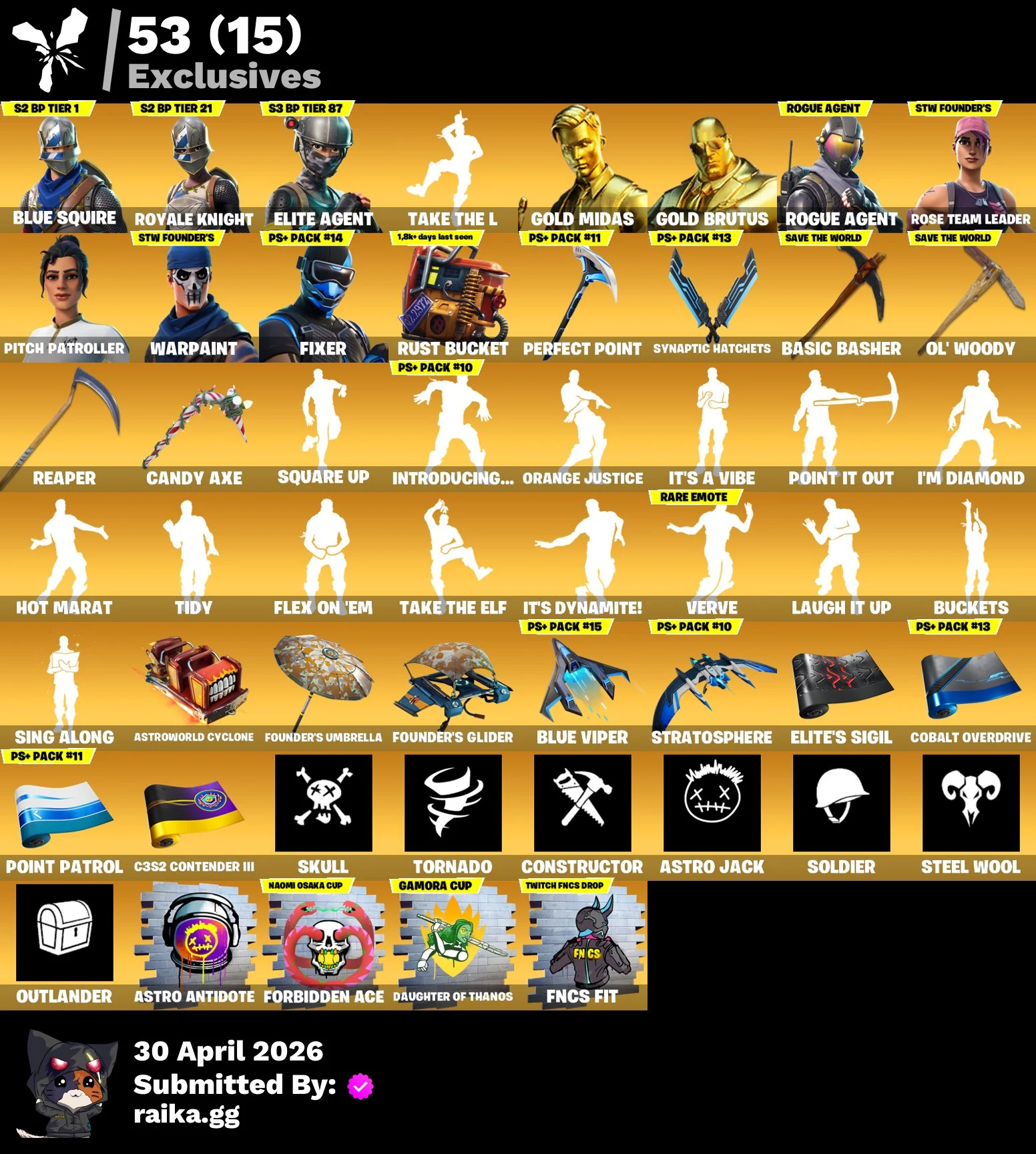 244 skins | OG STW Deluxe | Blue Squire | Royale Knight | Elite Agent | Gold Midas | Gold Brutus | Rogue Agent | Pitch Patroller | Fixer | Nezumi | Luxe | 850 VB — image 1