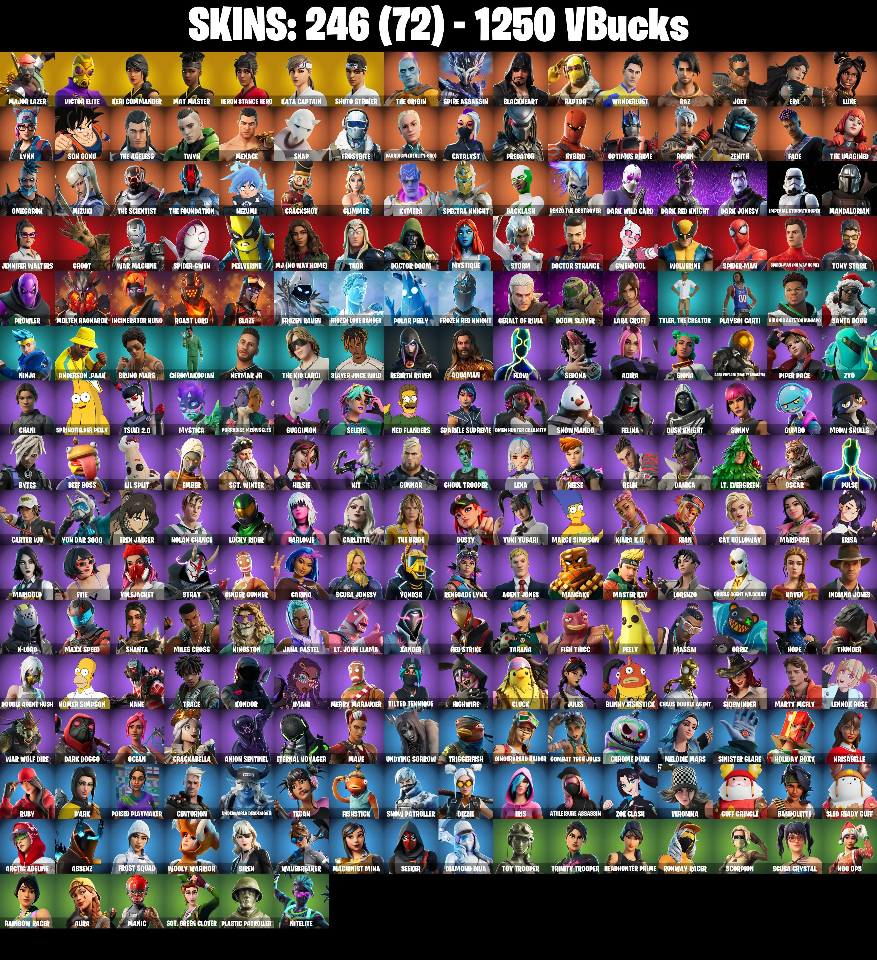 246 SKINS ✨ Major Lazer ✨ Victor Elite ✨ Keri Commander ✨ Mat Master ✨ Heron Stance Hero ✨ Kata Captain ✨ Shuto Striker ✨ 1250 VB (PC) — image 2
