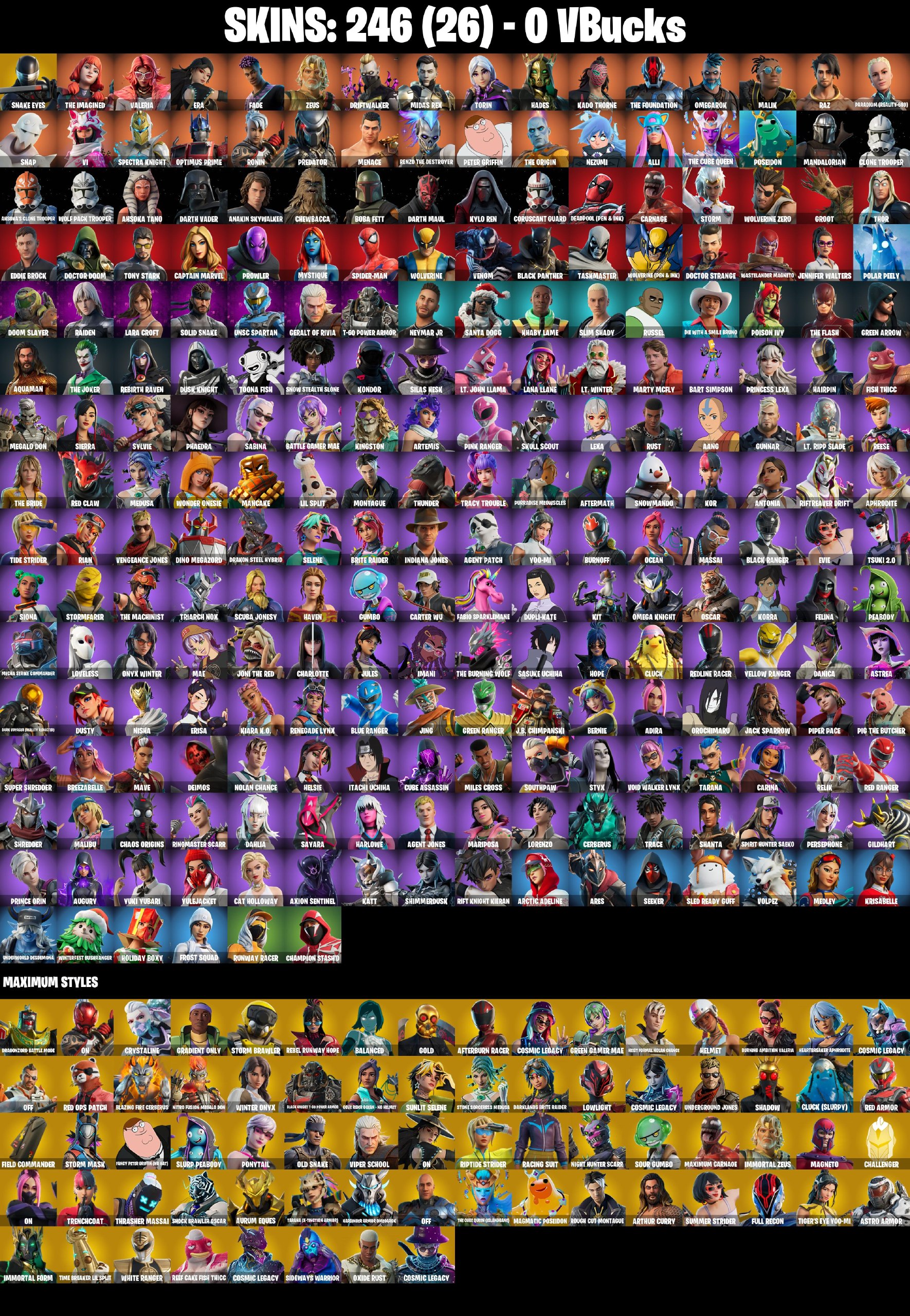 246 SKINS ✨ Snake Eyes ✨ The Imagined ✨ Valeria ✨ Era ✨ Fade ✨ Zeus ✨ Driftwalker ✨ Midas Rex ✨ Torin ✨ Hades ✨ Kado Thorne ✨ 0 VB (PC/PSN/XBOX) — image 2