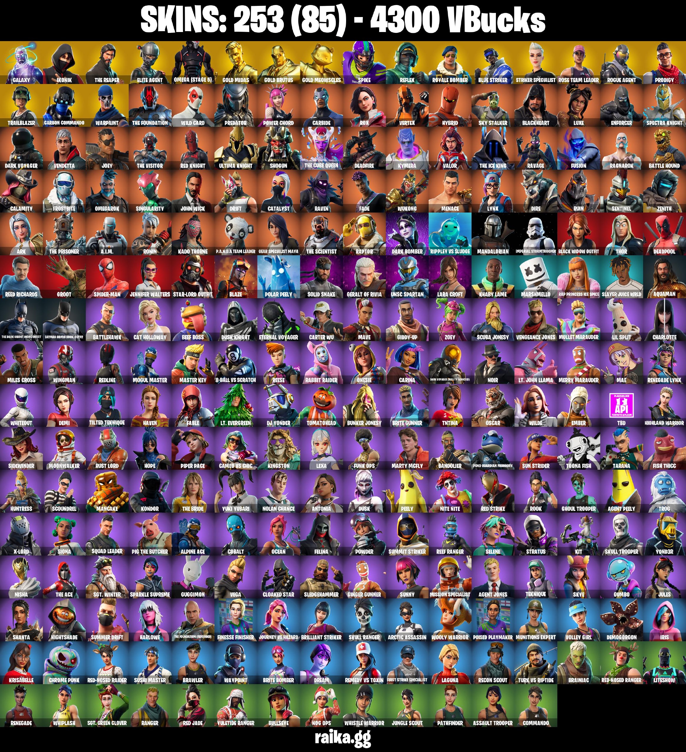 🌀253 skins🌀OG STW💢Galaxy💢IKONIK💢The Reaper💢Elite Agent💢Omega (stage 5)💢Gold Midas💢Gold Brutus💢Gold Meowscles💢Spike💢4300 VB💢 — image 1