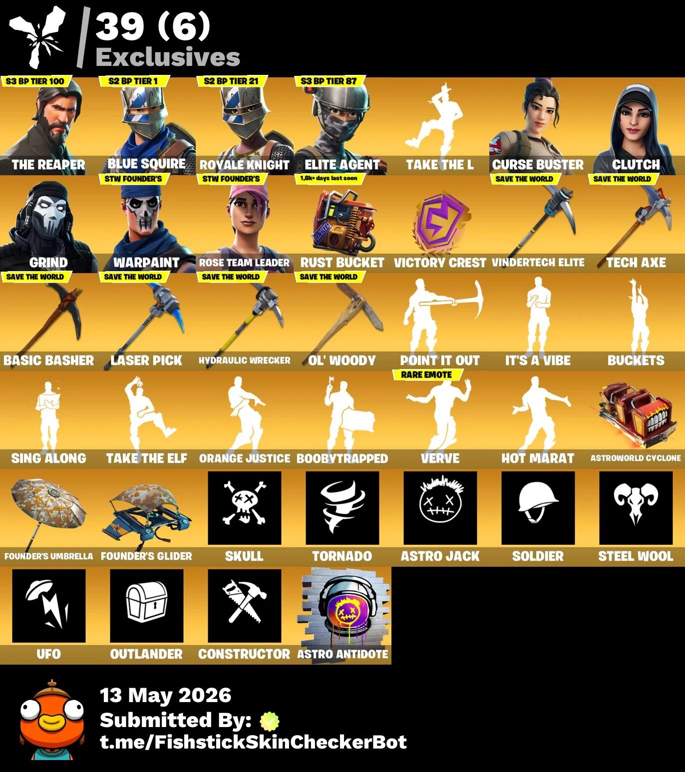 ๐ฅ 260 Skins ๐ Take The L + The Reaper ๐ฅ Blue Squire + Curse Buster โ image 1