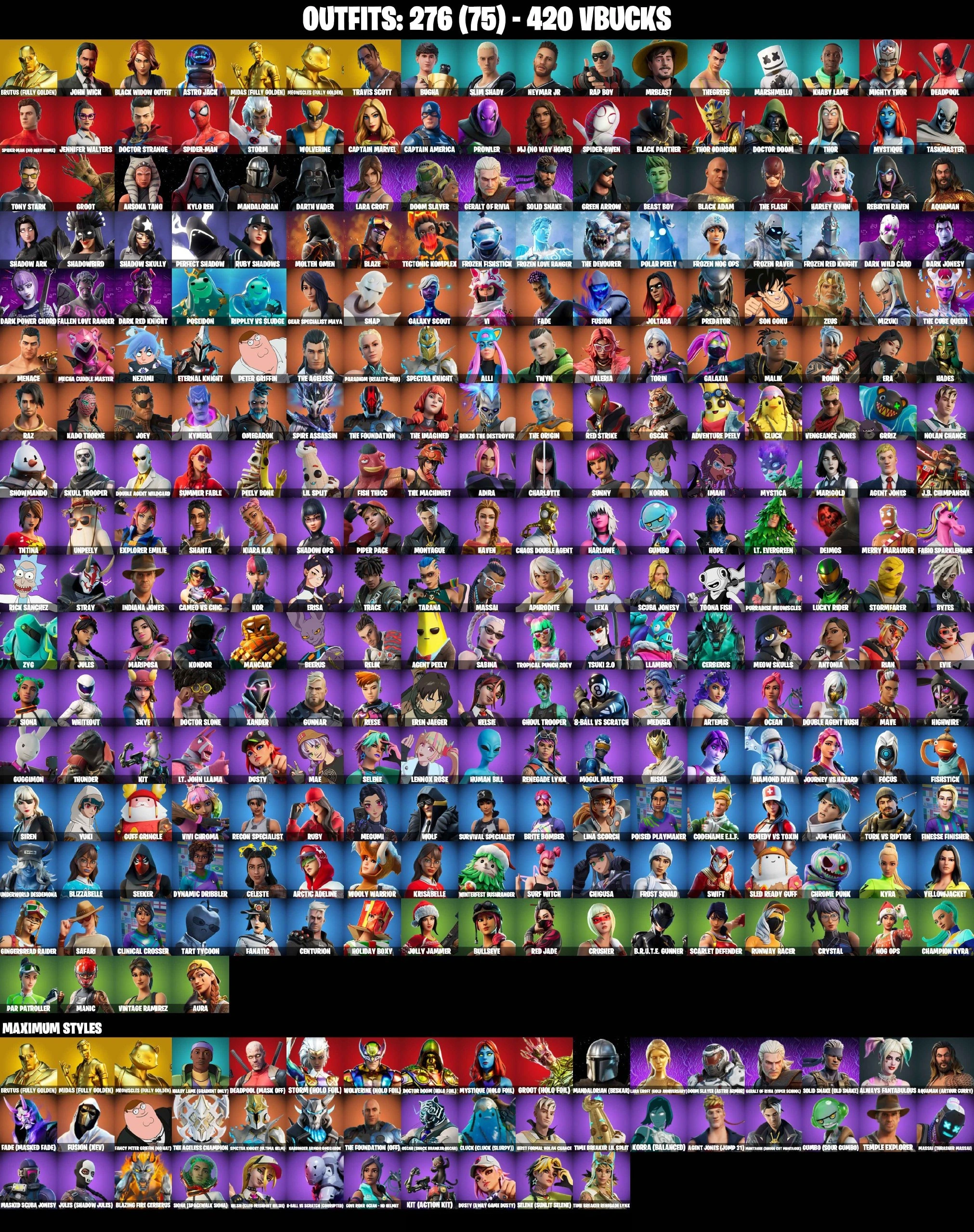 🚀 [276 SKINS] | TRAVIS SCOTT 🎤 | RAGE 🔥 | BLACK WIDOW 🕷️ | JOHN WICK 💼 | ASTRO JACK 🌌 | SPIDERMAN 🕸️ | MIDAS (FULL GOLD) 👑 | HEAD BANGER 🔊 | CANDY AXE 🍭 | 📧 MAIL CHANGEABLE