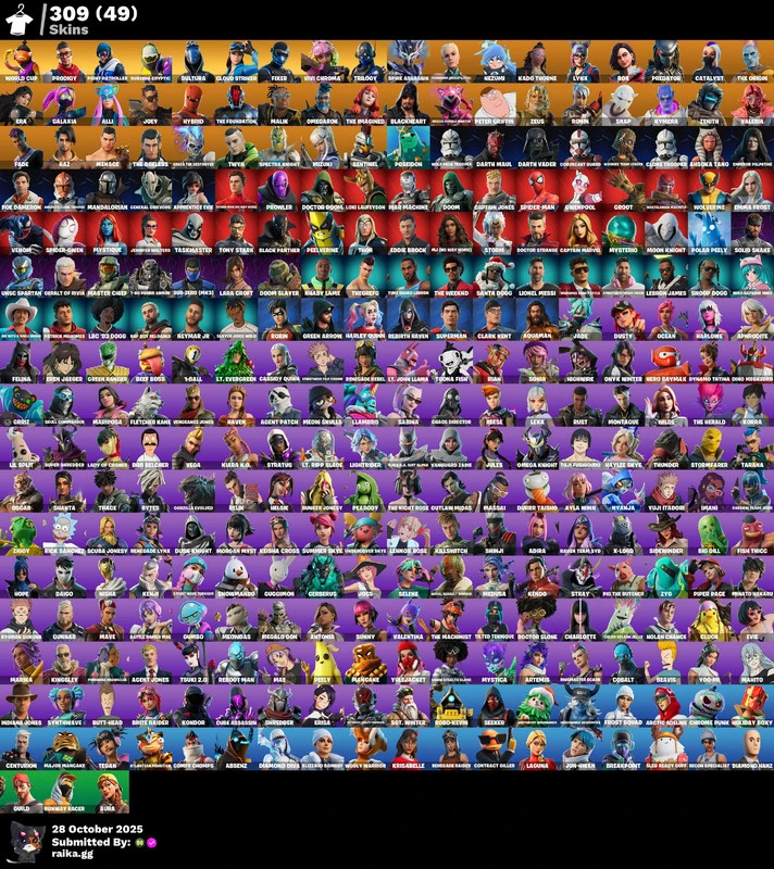 309 skins | Renegade Raider | Master Chief | WORLD CUP | Prodigy | Point Patroller | Subzero Cryptic | Sultura | Cloud Striker | Fixer | 1050 VB — image 1