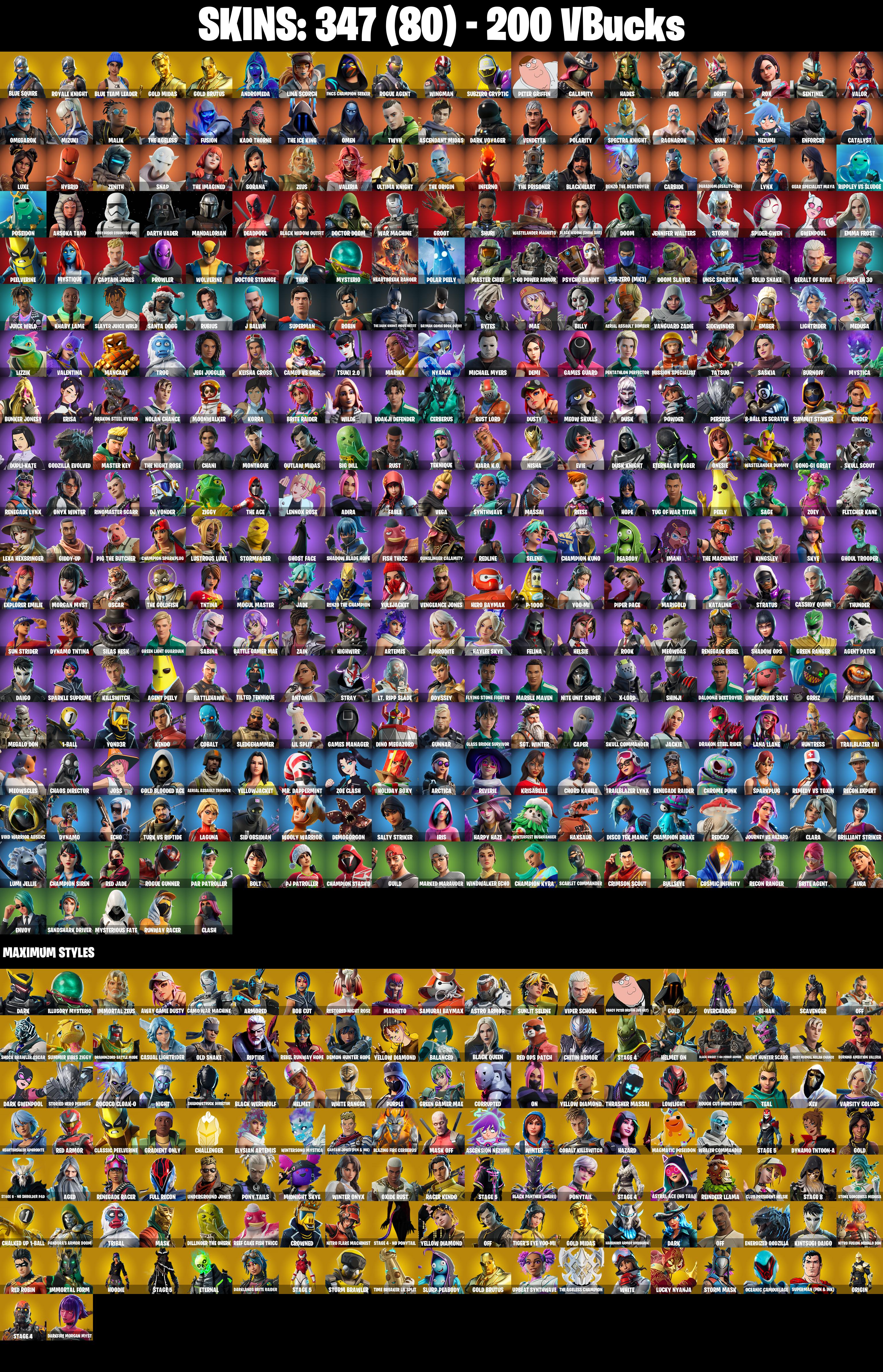 347 SKINS ✨ Renegade Raider ✨ Aerial Assault Trooper ✨ Master Chief ✨ Blue Squire ✨ Royale Knight ✨ Blue Team Leader ✨ Gold Midas ✨ 200 VB (PC/PSN/XBOX) — image 2