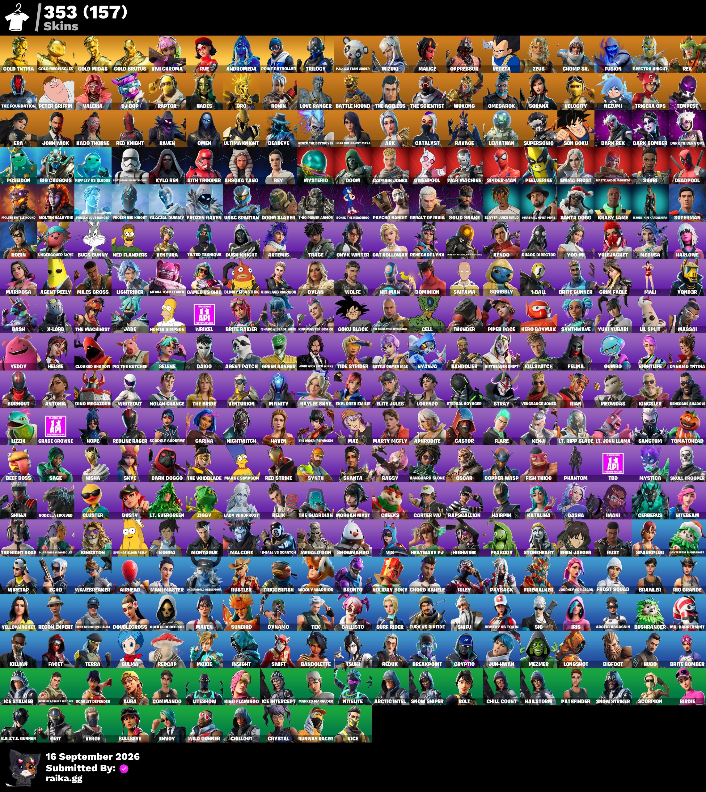 💎 353 skins 💎 GOLD TNTINA 🧿 GOLD MEOWSCLES 🧿 GOLD MIDAS 🧿 GOLD BRUTUS 🧿 VIVI CHROMA 🧿 RUE 🧿 ANDROMEDA 🧿 POINT PATROLLER 🧿 TRILOGY 🧿 550 VB 🧿 — image 1
