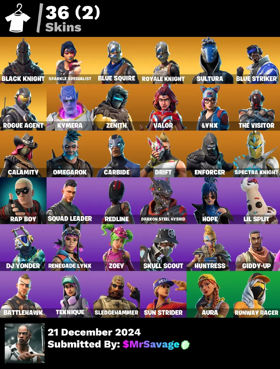36 skins | Black Knight | Sparkle Specialist | Blue Squire | Royale Knight | Mako | Floss | Aura | Drift | Orange Justice | Bhangra Boogie | Sultura | Blue Striker | Rogue Agent | Kymera | 300 Vbucks [PC/PSN/XBOX] Fortnite Account