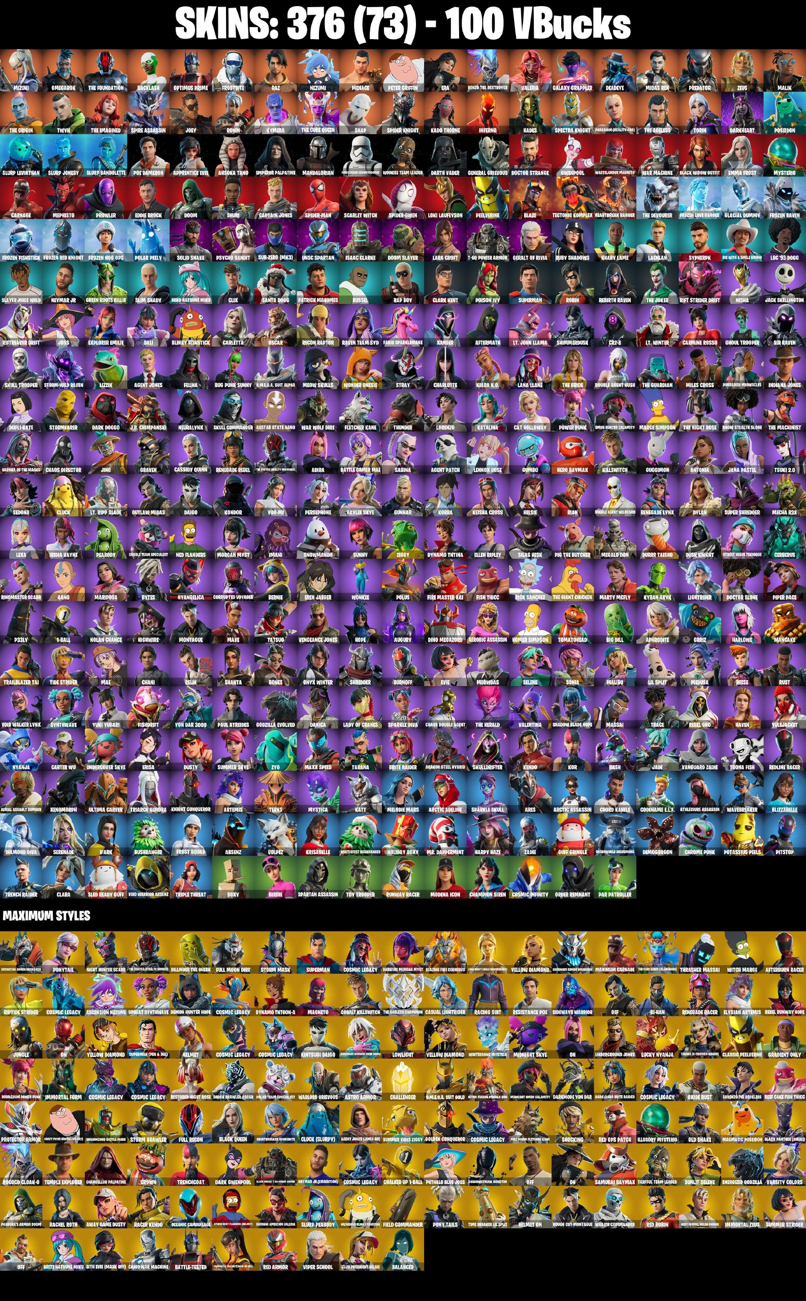 376 SKINS ✨ Mizuki ✨ Omegarok ✨ The Foundation ✨ Backlash ✨ Optimus Prime ✨ Frostbite ✨ Raz ✨ Nezumi ✨ Menace ✨ 100 VB (PC/PSN/XBOX) — image 2