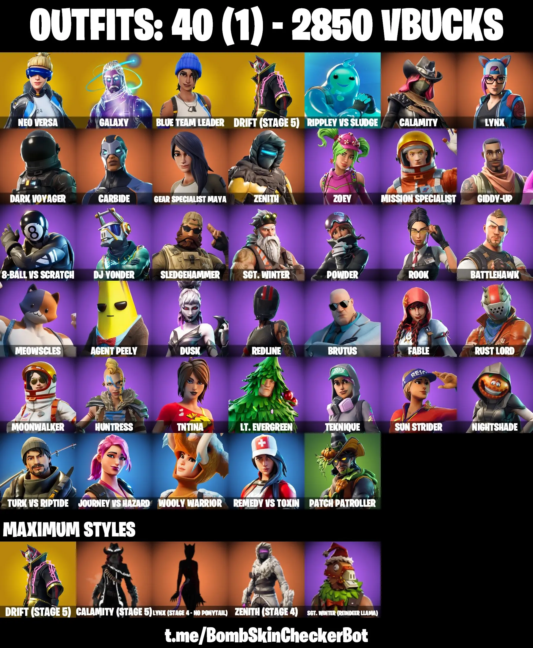 40 Skins | Galaxy | Take The L | Neo Versa | Rust Bucket | Blue Team Leader | Snowflake | Orange Justice | 2850 VB [PC/PSN/XBOX/NINTENDO] Fortnite Account
