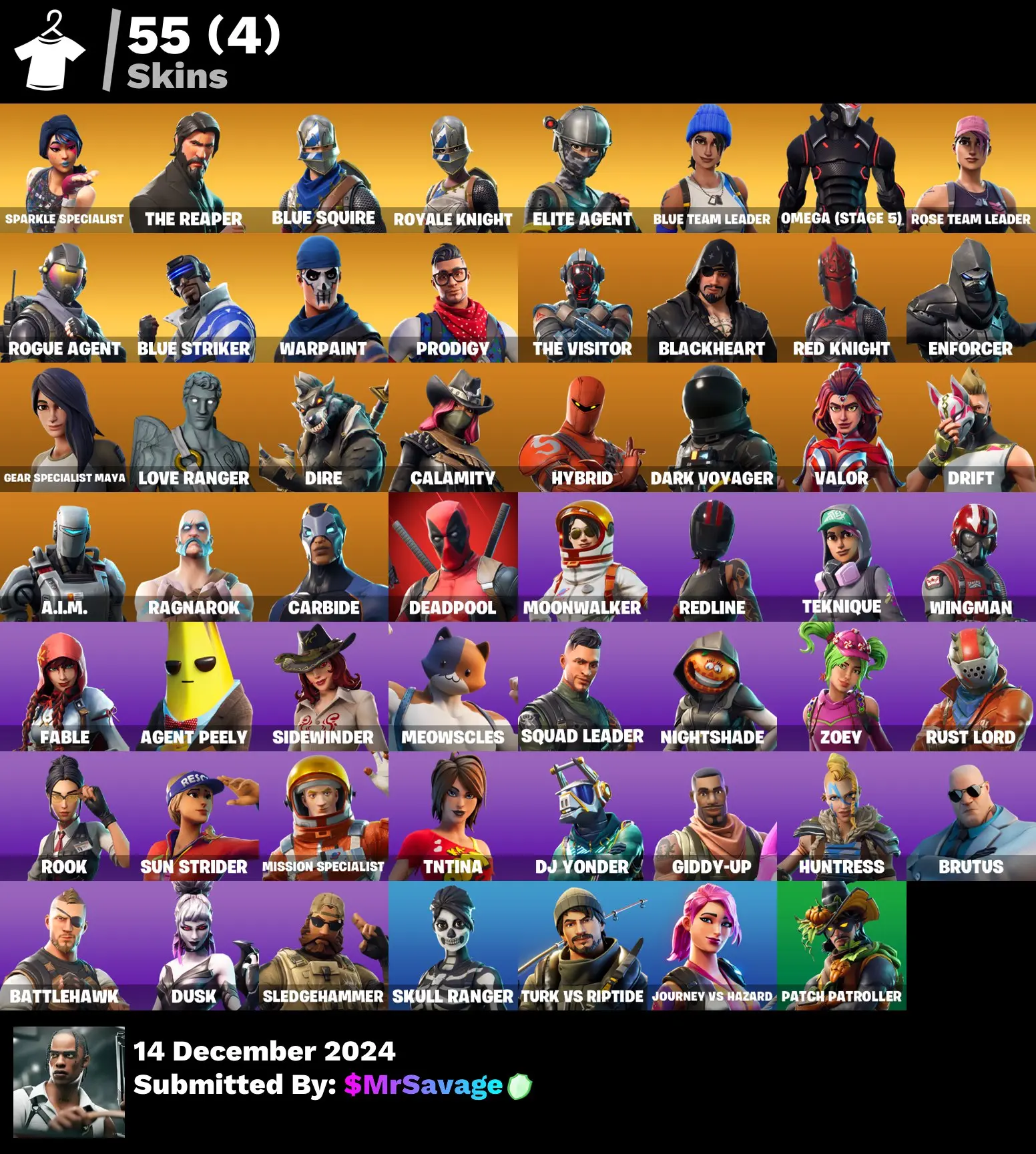55 skins | Sparkle Specialist | The Reaper | Blue Squire | Royale Knight | Elite Agent | Blue Team Leader | Mako | Take The L | Floss | Deadpool | Reaper | Take The Elf | Drift | OG STW | 1100 Vbucks [PC/PSN/XBOX] Fortnite Account