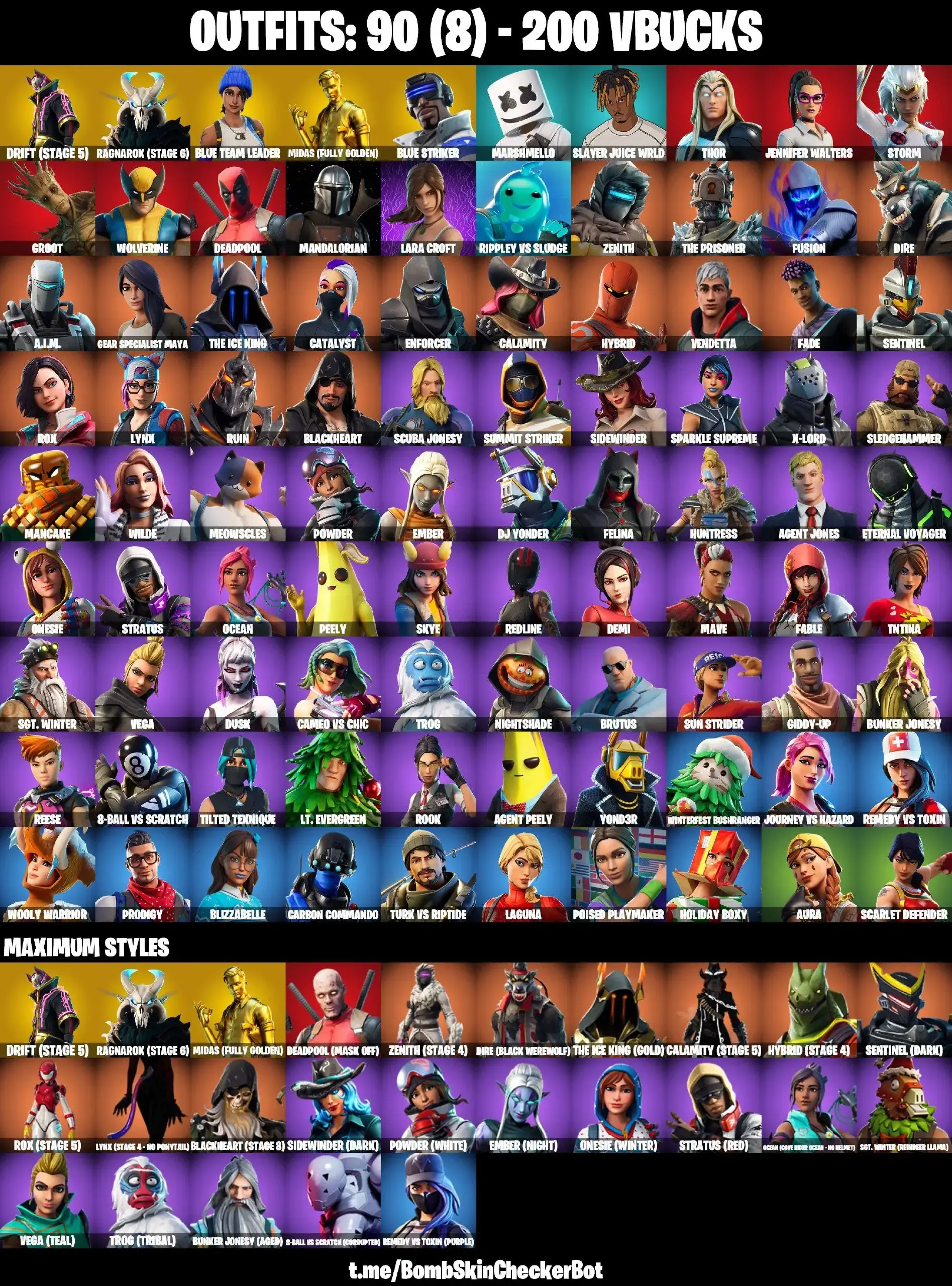 90 SKINS ⸱ ORANGE JUSTICE ⸱ TAKE THE ELF ⸱ HOT MARAT ⸱ SAD TROMBONE ⸱ NANA NANA ⸱ CROWBAR ⸱ MIDAS GOLDEN ⸱ DRIFT MAXED ⸱ AGENT PEELY ⸱ CATALYST ⸱ MAYA ⸱ EVERGREEN ⸱ TNTINA ⸱ EMBER ⸱ PEELY ⸱ VENDETTA ⸱ HYBRID ⸱ RUIN ⸱ MANCAKE ⸱ DIR — image 1