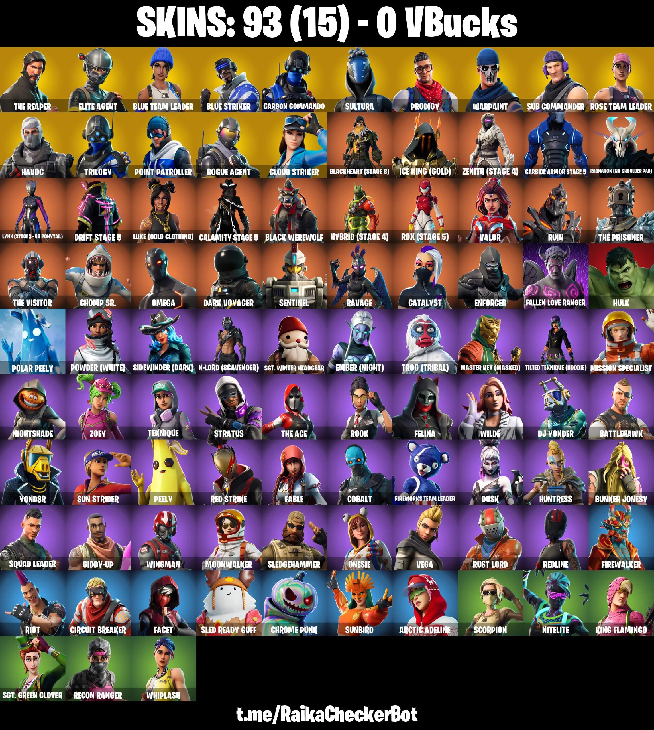 93 SKINS | OG STW | The Reaper | Elite Agent | Blue Team Leader | Mako | Take The L | Rogue Agent | Reaper | Crowbar | Snowflake | [PC/PSN/XBOX] | 0 VB